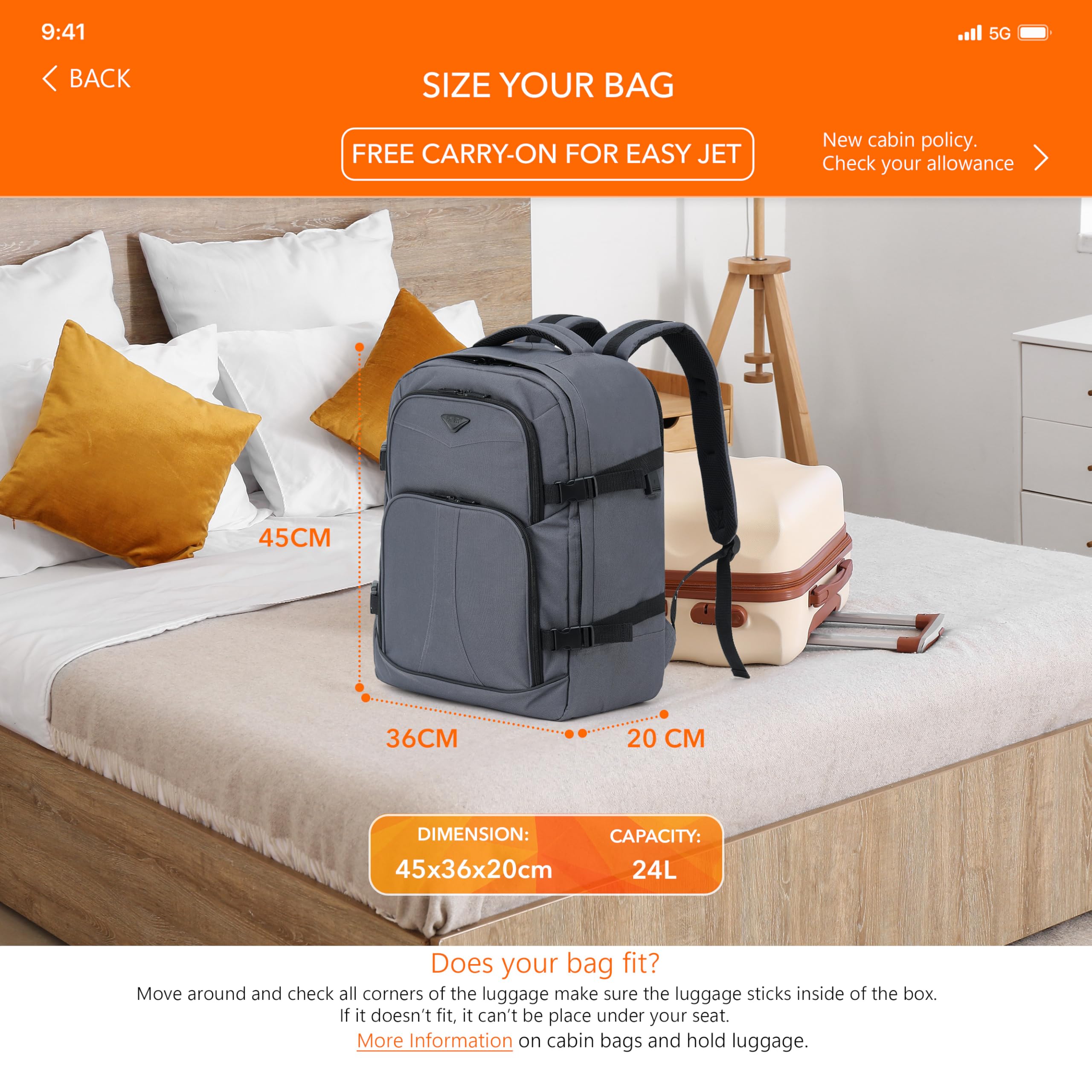 Flight Knight 45x36x20cm easyJet Free Carry On Backpack - Large 30 Liter Bag For Underseat Travelling USB Port Padded Comfortable Backpack - Carry On Luggage For easyJet, Ryanair, BA, Jet2 & More!