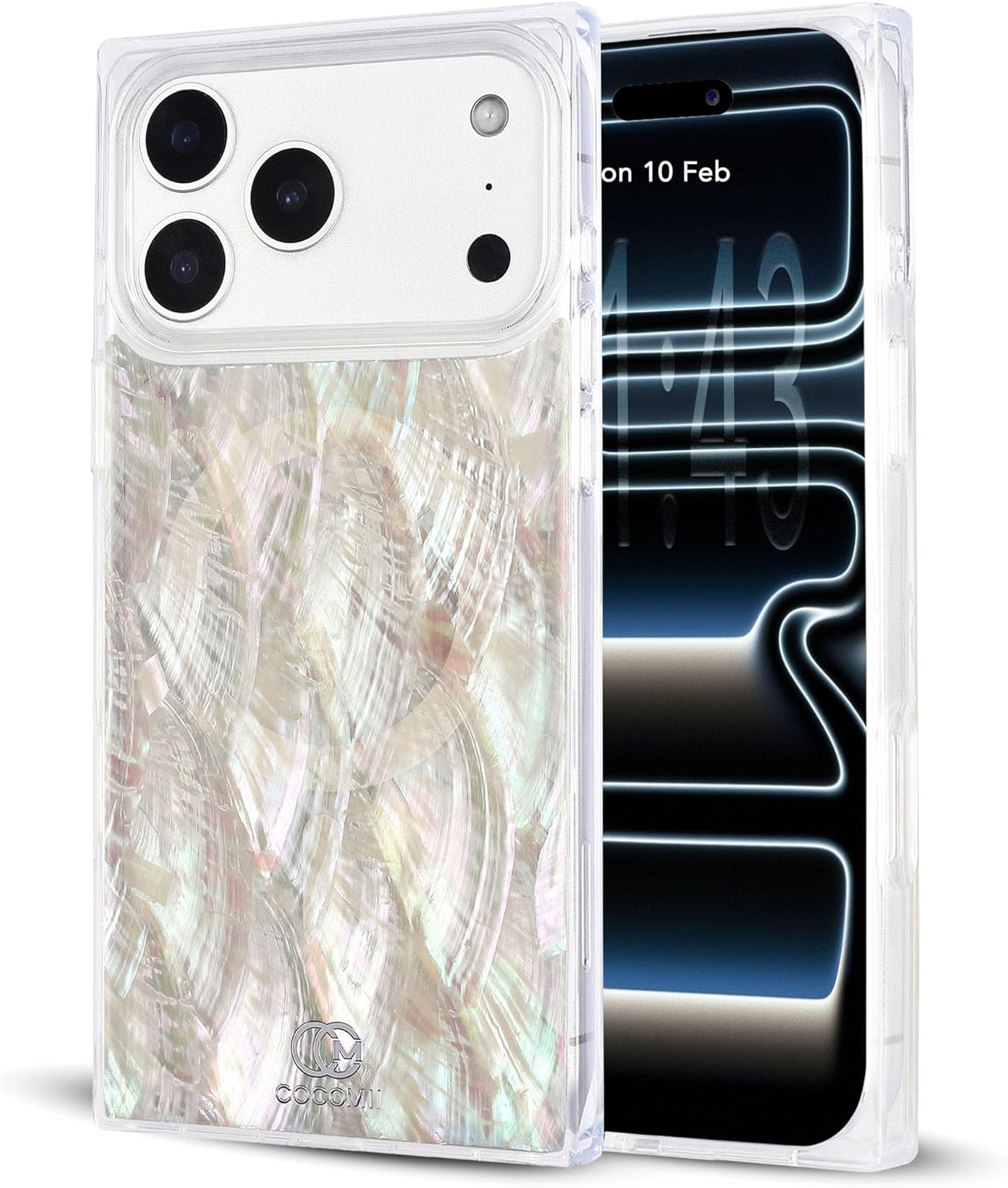 COCOMII Rectangle Case for iPhone 17 Pro Max, Compatible with MagSafe, Natural Real Mother of Pearl