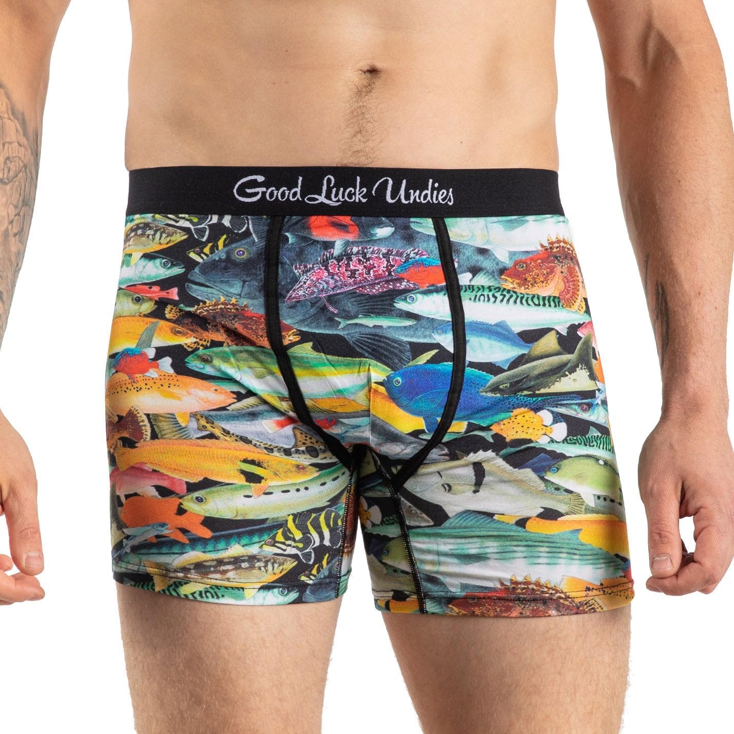 Good Luck Undies Men's Fish and Ocean Animal Boxer Brief Underwear - Image 2