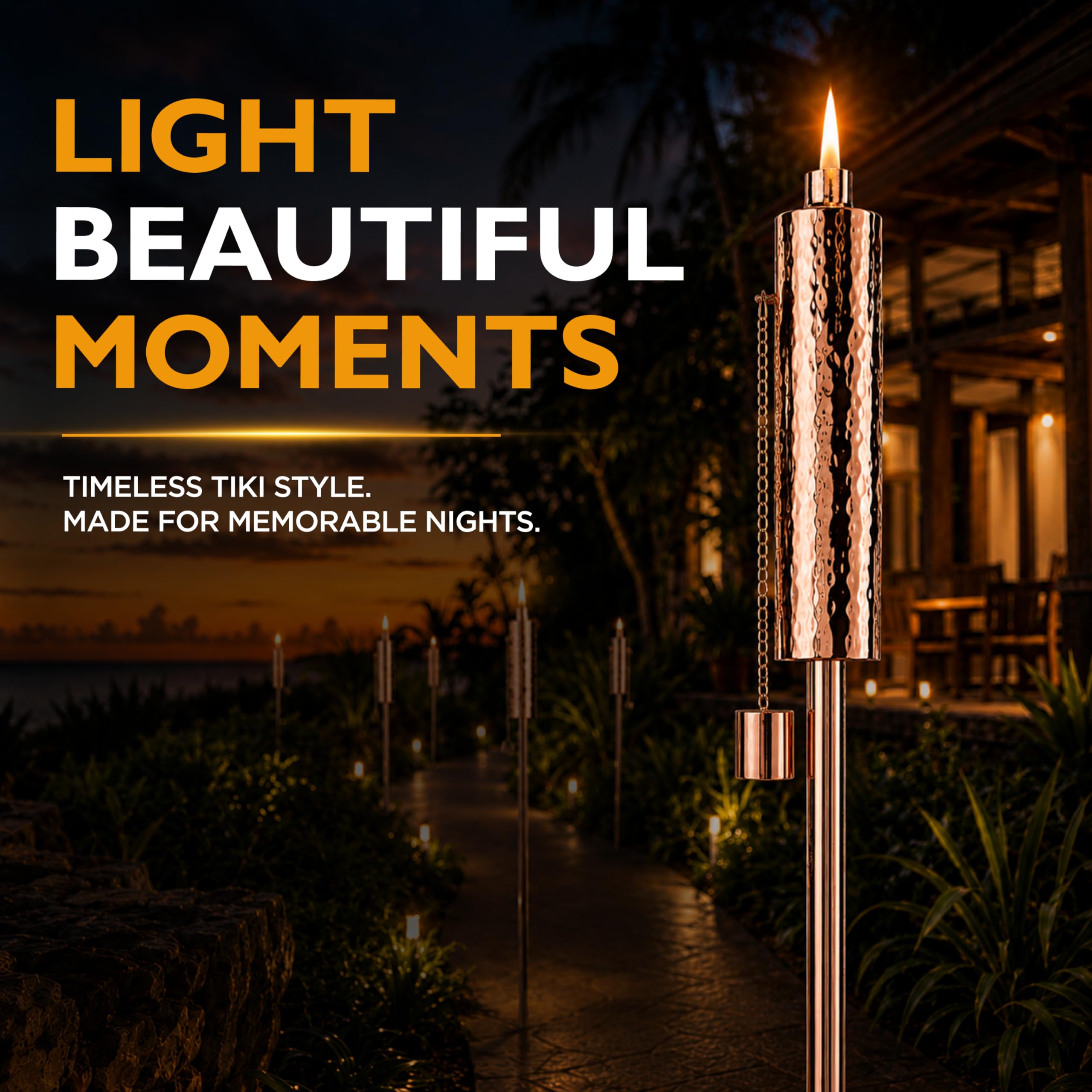 Firefly Torcia Tiki per esterni, design tubolare resistente alle intemperie per giardini, sentieri, patii e piscine, facile installazione, illuminazione classica per ambienti tropicali