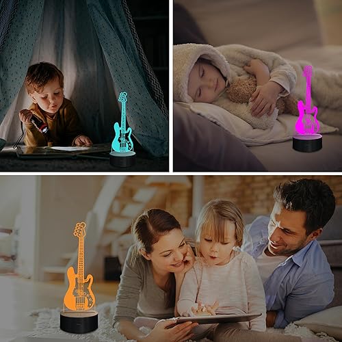 Miniatura 6 de Anywin Regalo de guitarra, bajo, instrumentos musicales, ilusión, luz nocturna, festival, día de cumpleaños, regalo para niños, guardería,