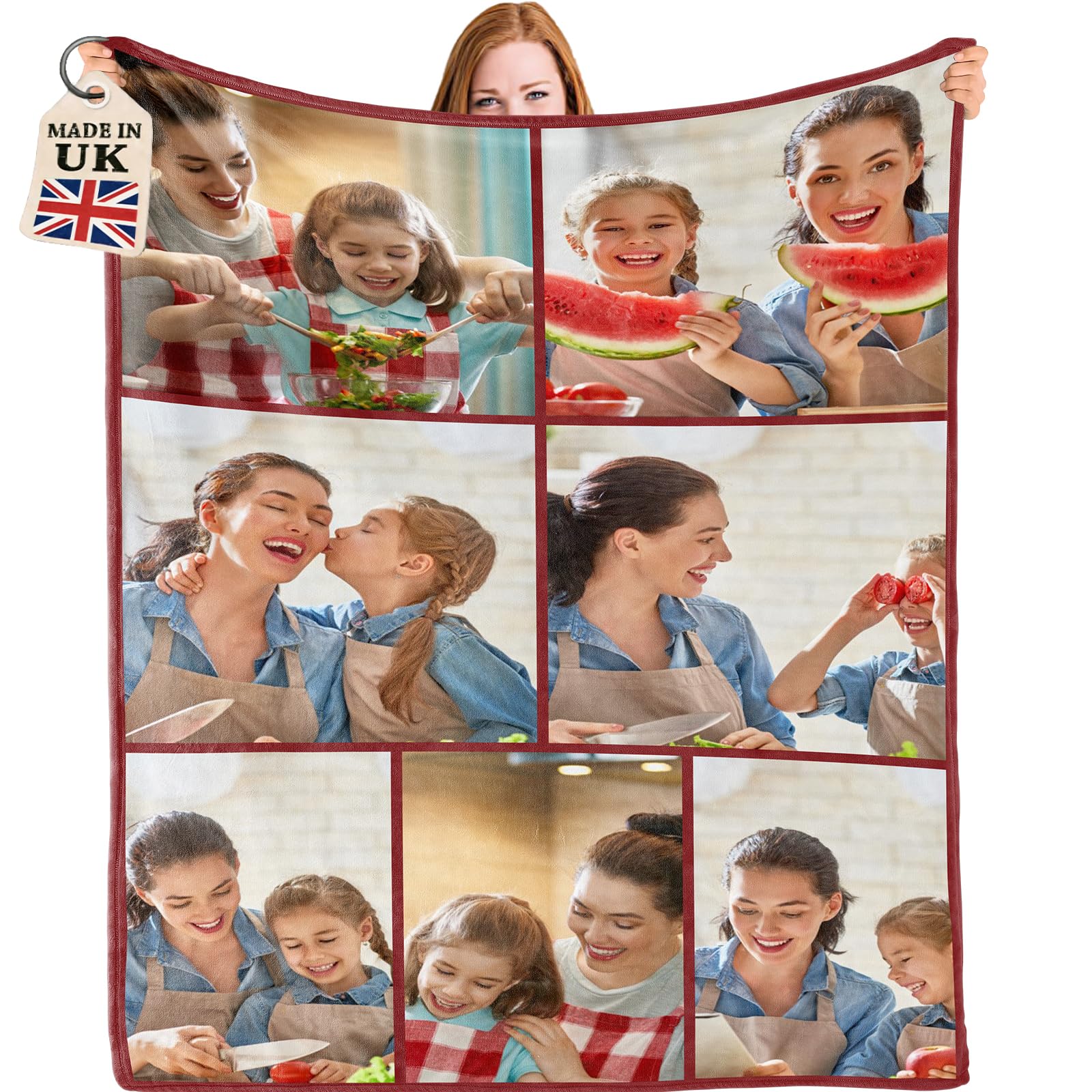 Bemaystar Personalised Blanket with Photo Text - Gifts for Mum Dad, Personalised Photo Blanket,Custom Blanket, Gifts for Family Friends Her Couples Pet, Gifts for Birthday Mothers Day Anniversary