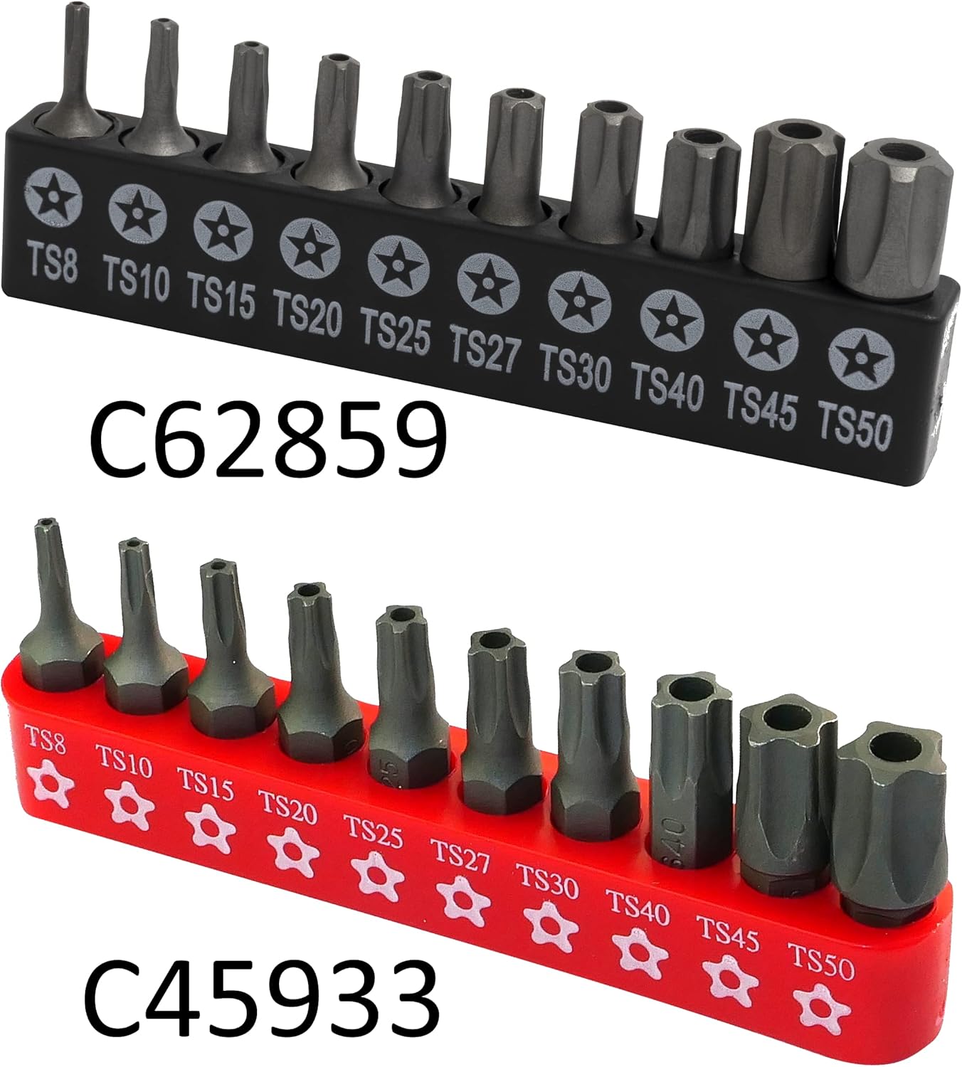 AERZETIX - C62859-10 Pack Bits 1/4 Inch T8,T10,T15,T20,T25,T27,T30,T40,T45,T50 - for Tamper-proof Screws - Set/Holder/Set for Screwdriver/Screwdriver - 5-Point Star Shape - Steel S2