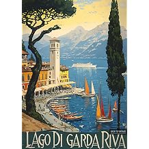 Italy Riva Lake Garda Travel Poster - A4 Wall Art, Wanderlust Print, Inspirational World Map, Vintage City, Retro Poster, Home Decor for Living Room, Office, Gift Idea for Travel Lovers