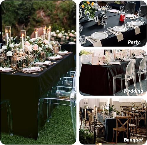 Miniatura 6 de Fixwal Fundas de mesa para mesas de 6 pies, 72 x 30 pulgadas, paquete de 2, mantel rectangular ajustable negro