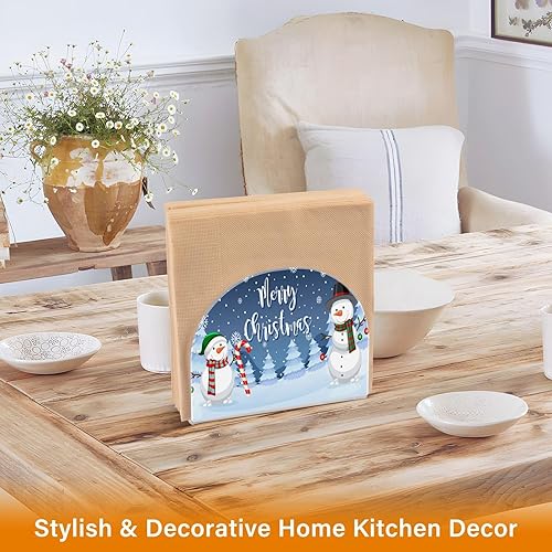 Miniatura 2 de Servilletero de papel acrílico con diseño de muñeco de nieve de Navidad para mesas, servilleteros de mesa de acrílico transparente, servilleteros de