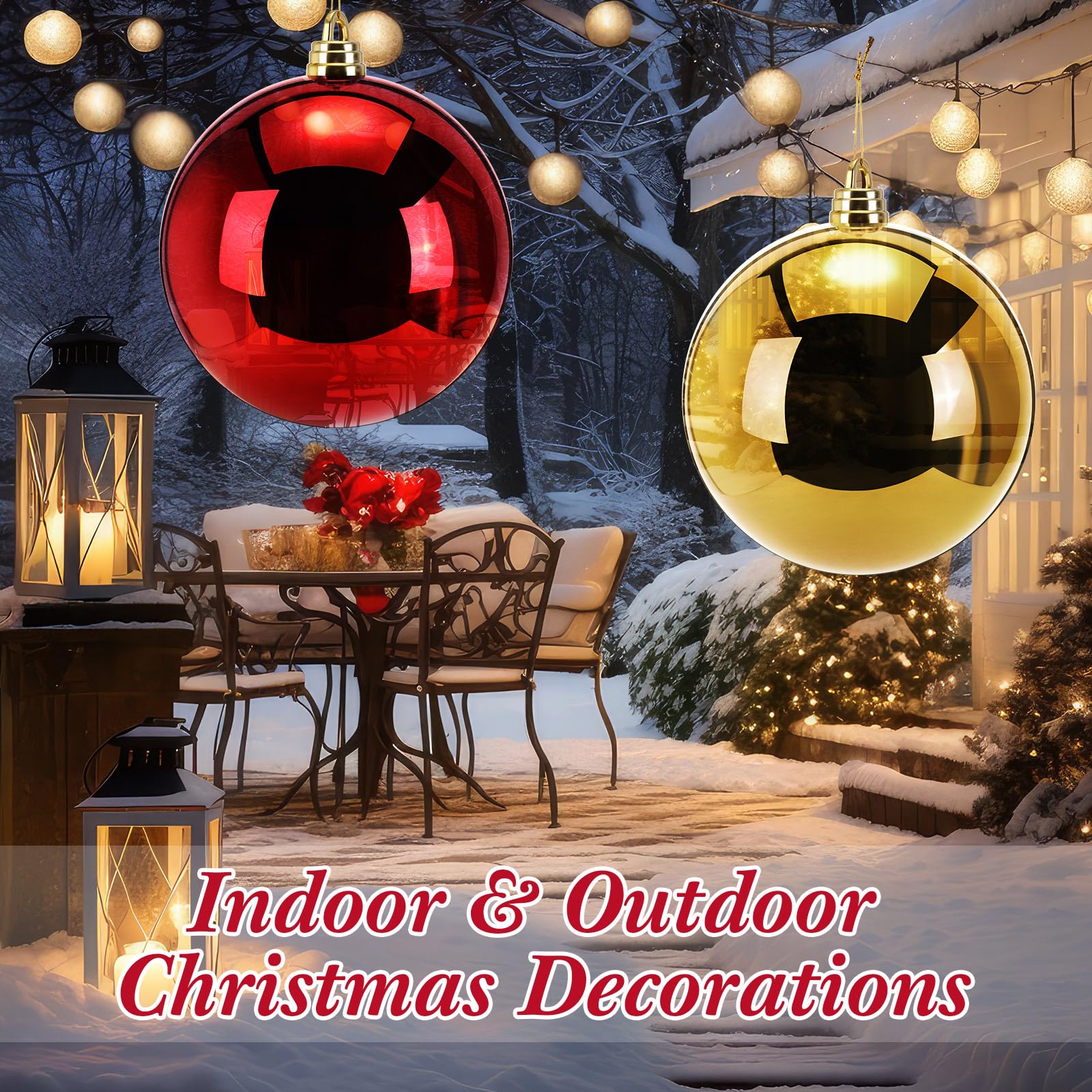 Riesige Weihnachtskugeln, 30,5 cm, extra große Weihnachtsbaumkugeln, rot, grün und gold, Kunststoffkugeln, hängende Ornamente für Weihnachtsbaum, Innen- und Außenbereich, Party-Dekoration (Rotgold), 2