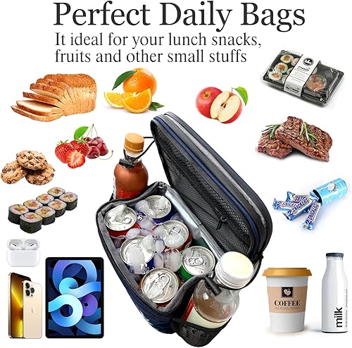 Miniatura 3 de GOTINSN Bolsa de almuerzo aislada de 6 L, bolsa térmica a prueba de fugas, con alta capacidad como bolsa para manillar de bicicleta, para viajes,