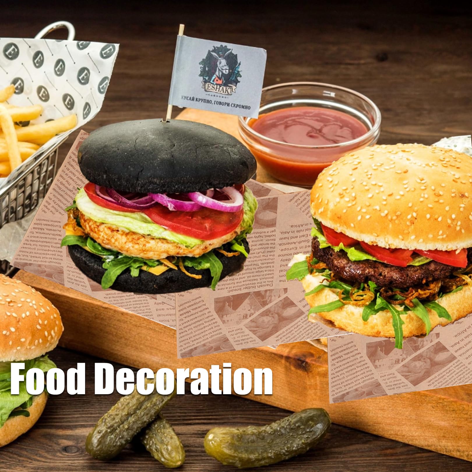 100 fogli di carta oleata per uso alimentare, per uso alimentare, per pane, panini, hamburger, patatine fritte, confezioni regalo