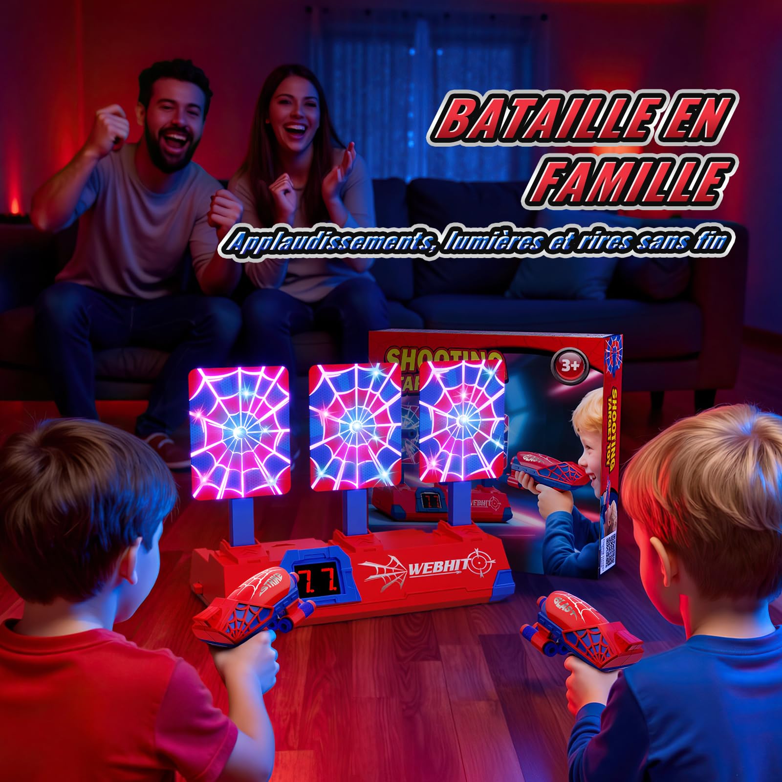 Pistolet Enfant avec Automatiques Lumineux Cible Tir Electronique, Jouet Enfant 3-12 Ans Jeux Exterieur Enfant 3 4 5 6 7 8 9 10 11 Ans Cadeau Garçon 4-11 Ans Cadeaux de Pâques Anniversaire