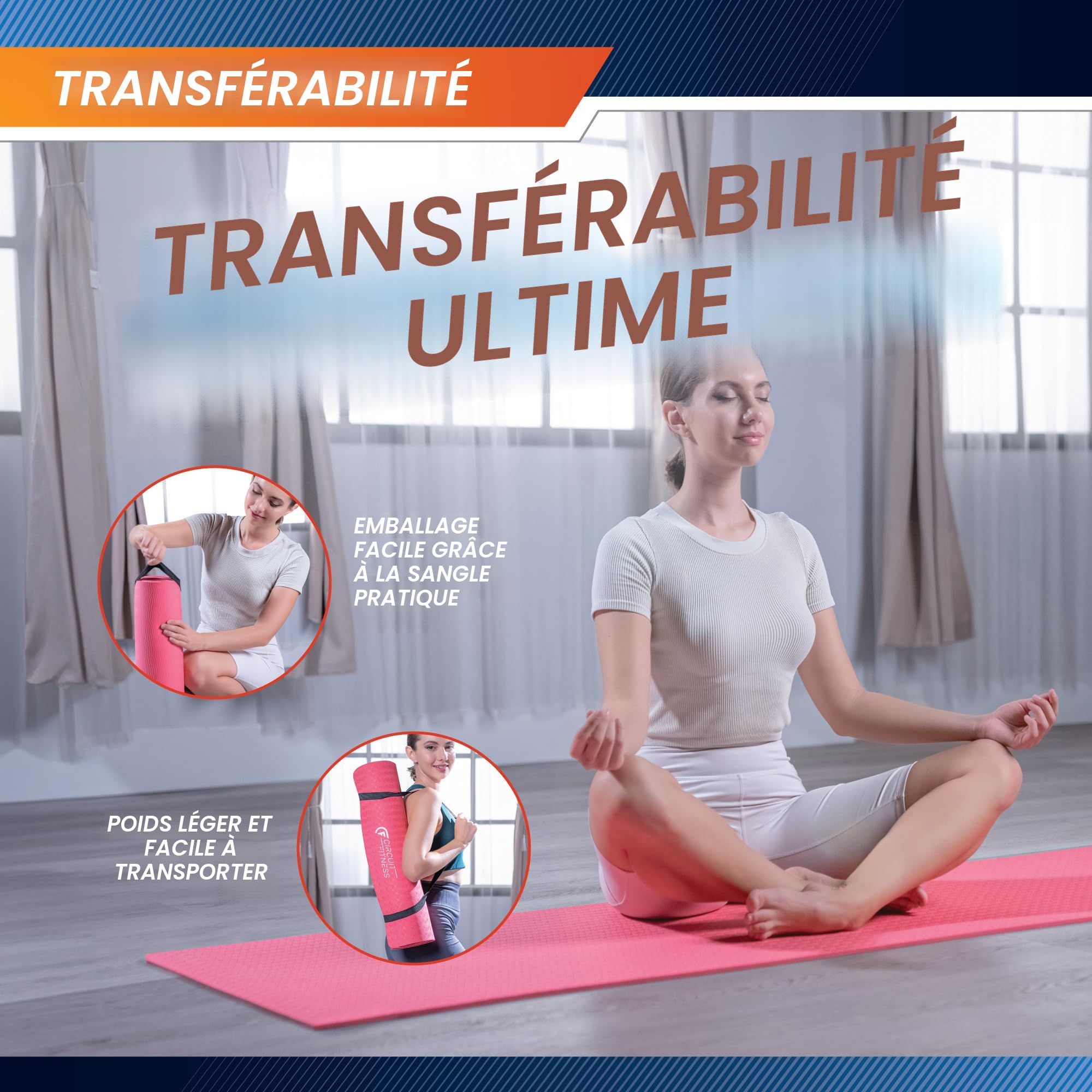 Tapis De Yoga Simple Deluxe Extra épais 1/2 Pouce Avec Sangle - Minuit, 71x24 Pouces, Mousse Mémoire