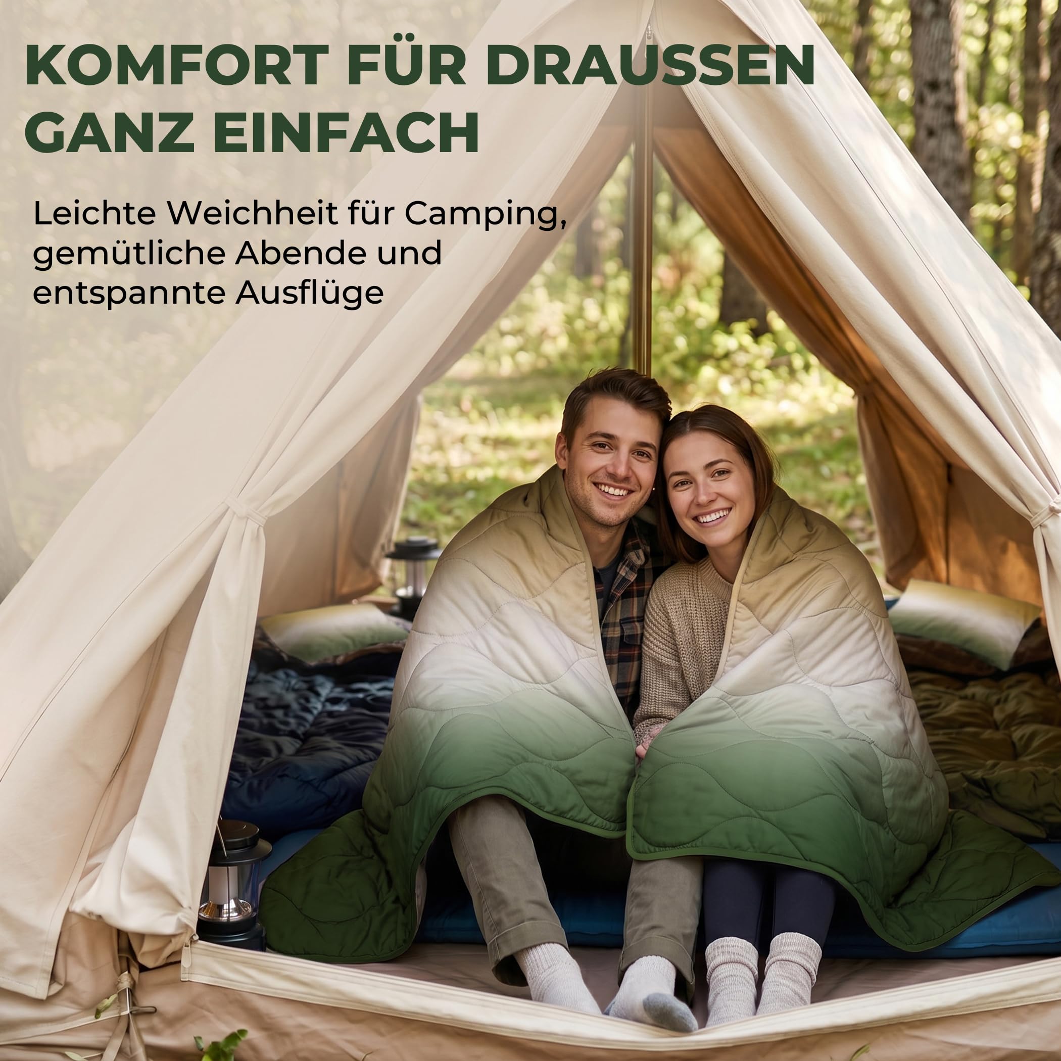 SLEEP COMFY Gradient - Edredón de verano (240 x 220 cm, incluye 2 fundas de almohada de 60 x 70 cm, sin funda), ligera, transpirable, hipoalergénica, lavable, para camping y caravana