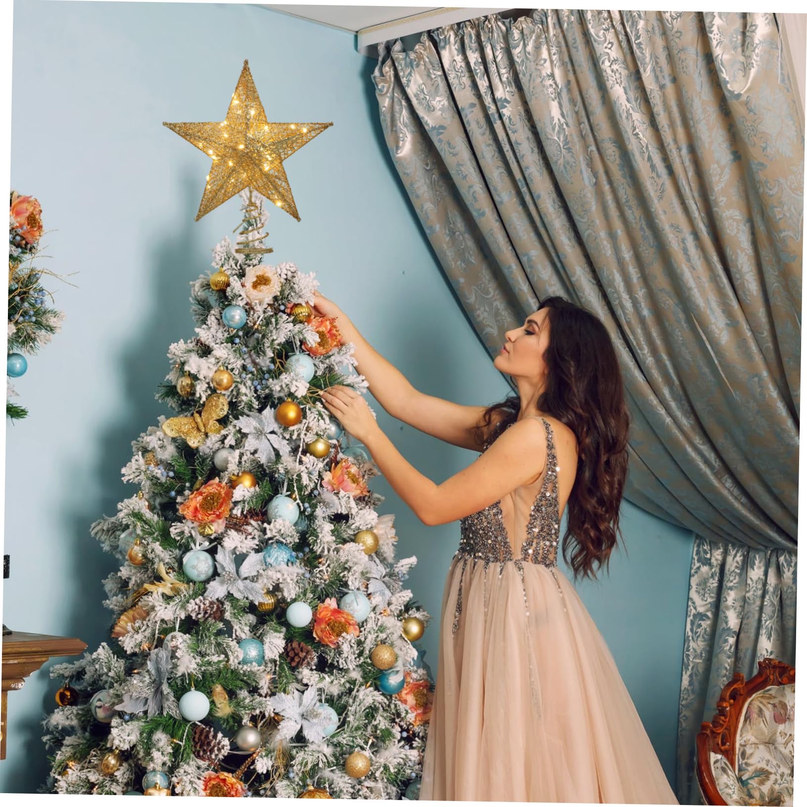 Zerodeko 3 Pezzi Puntale Per Albero Di Natale Stella Ornamento Decorazione Per Albero Di Natale Accessorio Per Decorazioni Natalizie Stringa Di A Led Decorazione Festiva