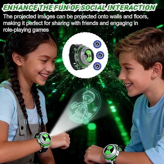 Projection Watch Toy Compatible with Omnitrix 10 Ben, Adjustable Omnitrix Projection Watch Ben 10 Kids Analogue for Girls Boys Childrens Toys Wa-tch Christmas Birthday Gifts