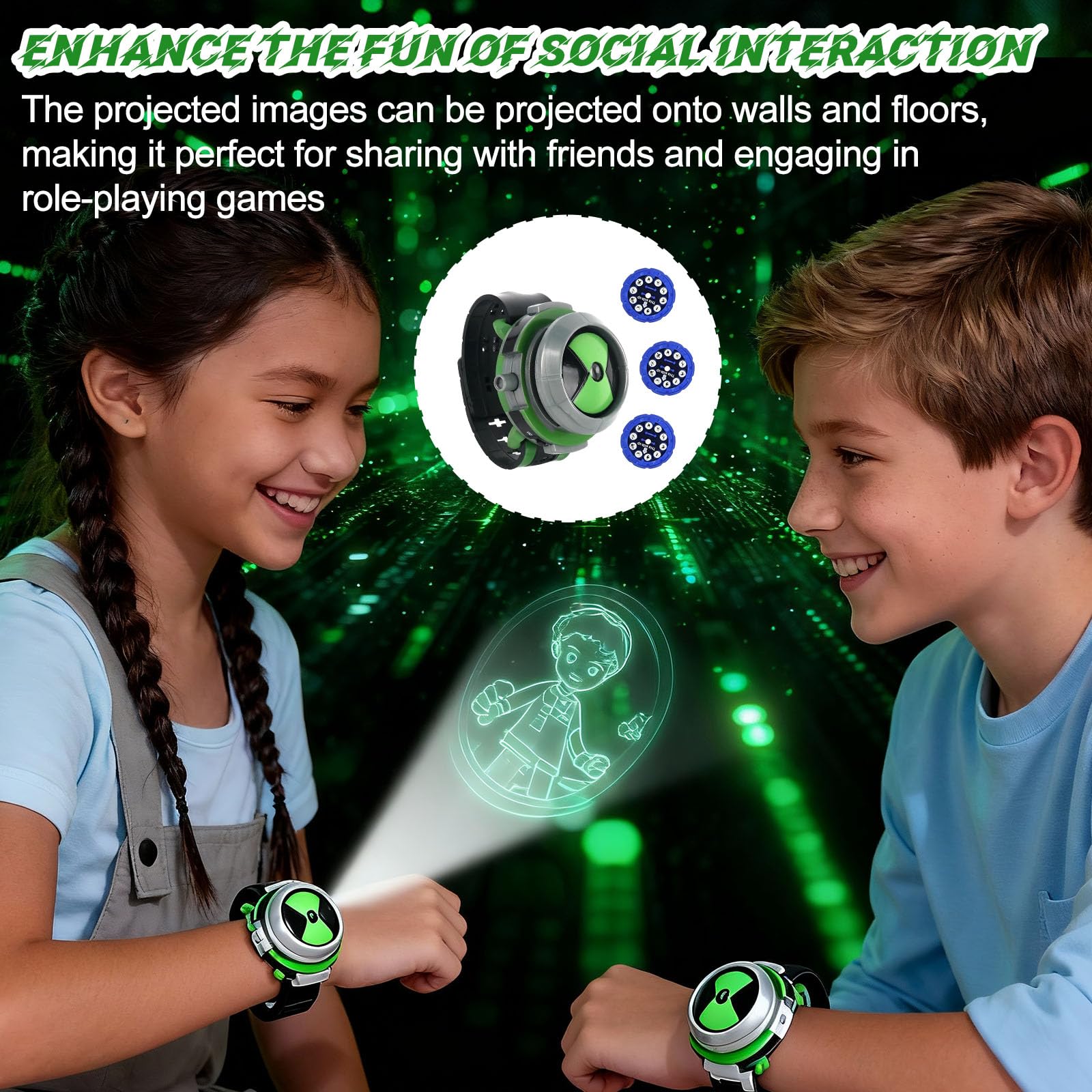 Reloj de proyección Omnitrix Ben 10 ajustable para niños, juguete analógico, regalo de Navidad