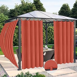 OutdoorLines Waterproof Outdoor Curtains for Patio - Windproof Tab Top Gazebo Curtain Panels - Privacy Sun Blocking Outside Curtain Set for Porch, Pergola and Cabana 54 x 120 inch, Terra Red, 2 Panels - Buy now