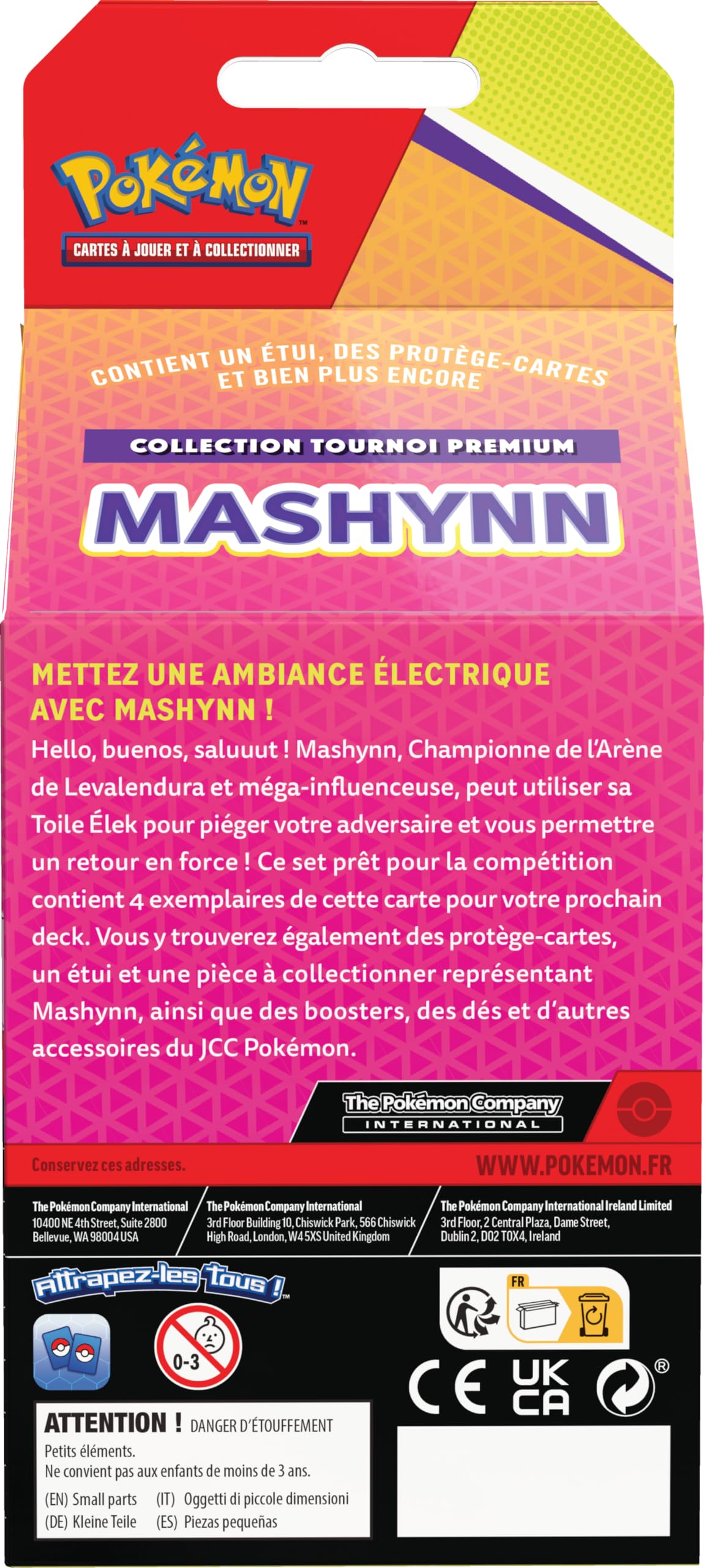Pokémon Collection Tournoi Premium – Mashynn – 4 Cartes Supporter Brillantes – 6 Boosters – Étui Et Dés – Dès 6 Ans