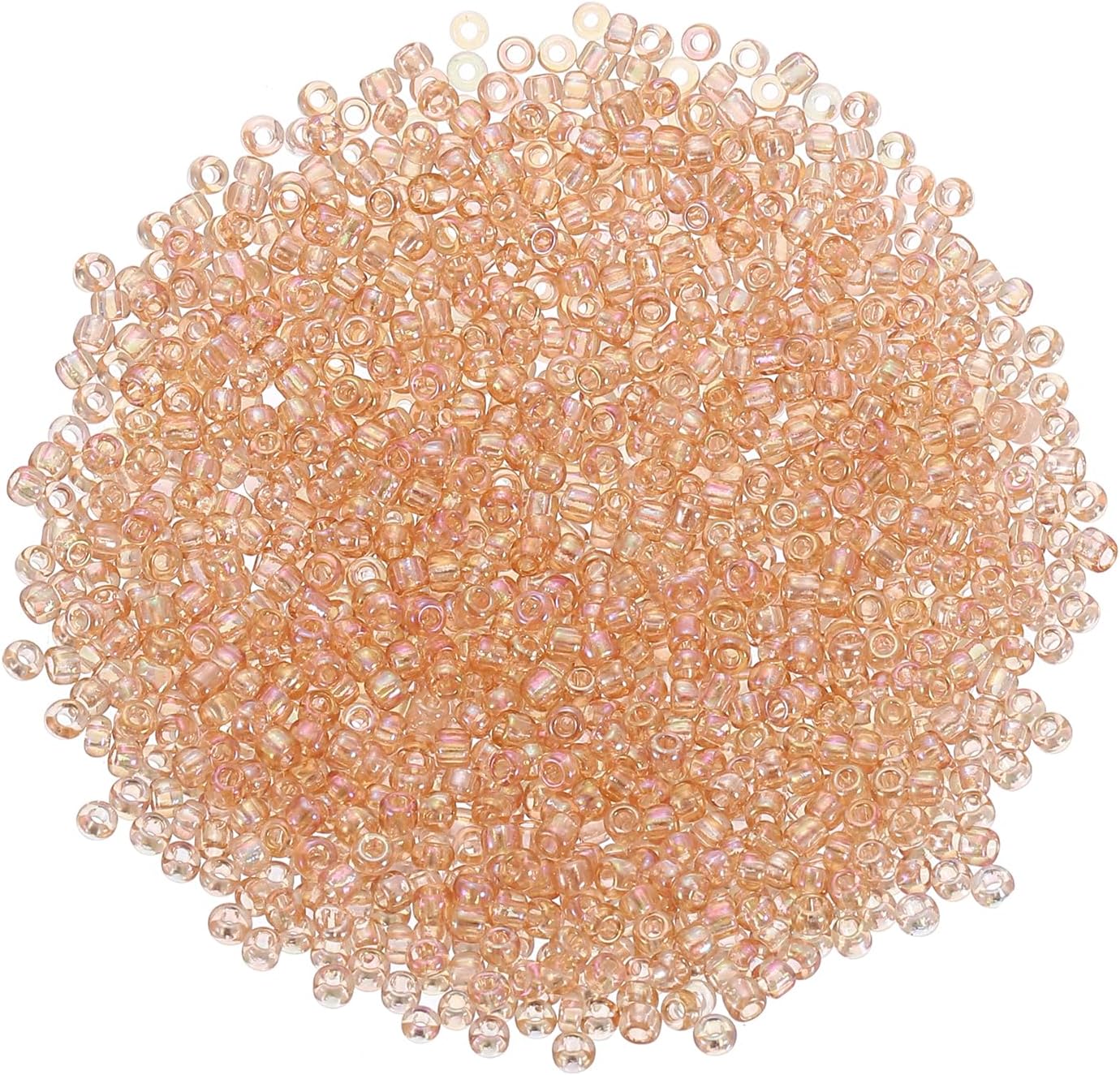 QUARKZMAN 2000 Pieces Glass Beads for Threading, 2 mm Mini Beads Set for Bracelets DIY Glass Bugle Beads for DIY Earrings, Necklaces, Bracelets, Jewellery Making, Champagne