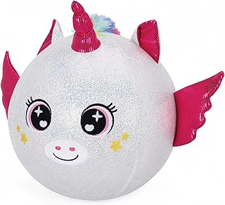 MIJOMA Pelota de peluche de 23 cm de diámetro con bomba de mano – Pelota hinchable suave de peluche – Juguete inflable para niños