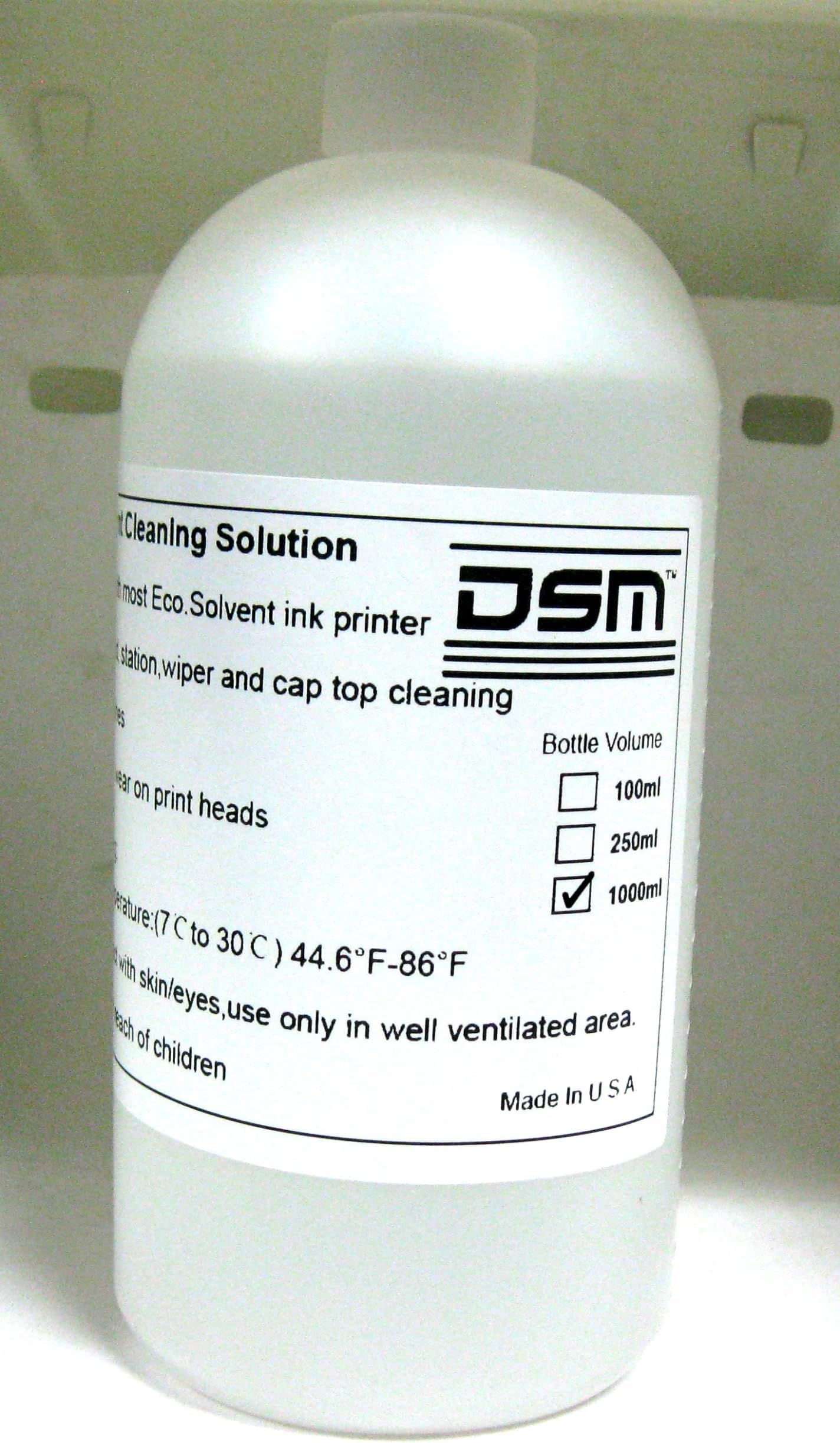 DSM Eco Solvent Cleaning Solution1000 ml (1 Liter) for Mimaki Roland Mutoh Epson Ink Line Head Flushing Liquid (Made in USA)