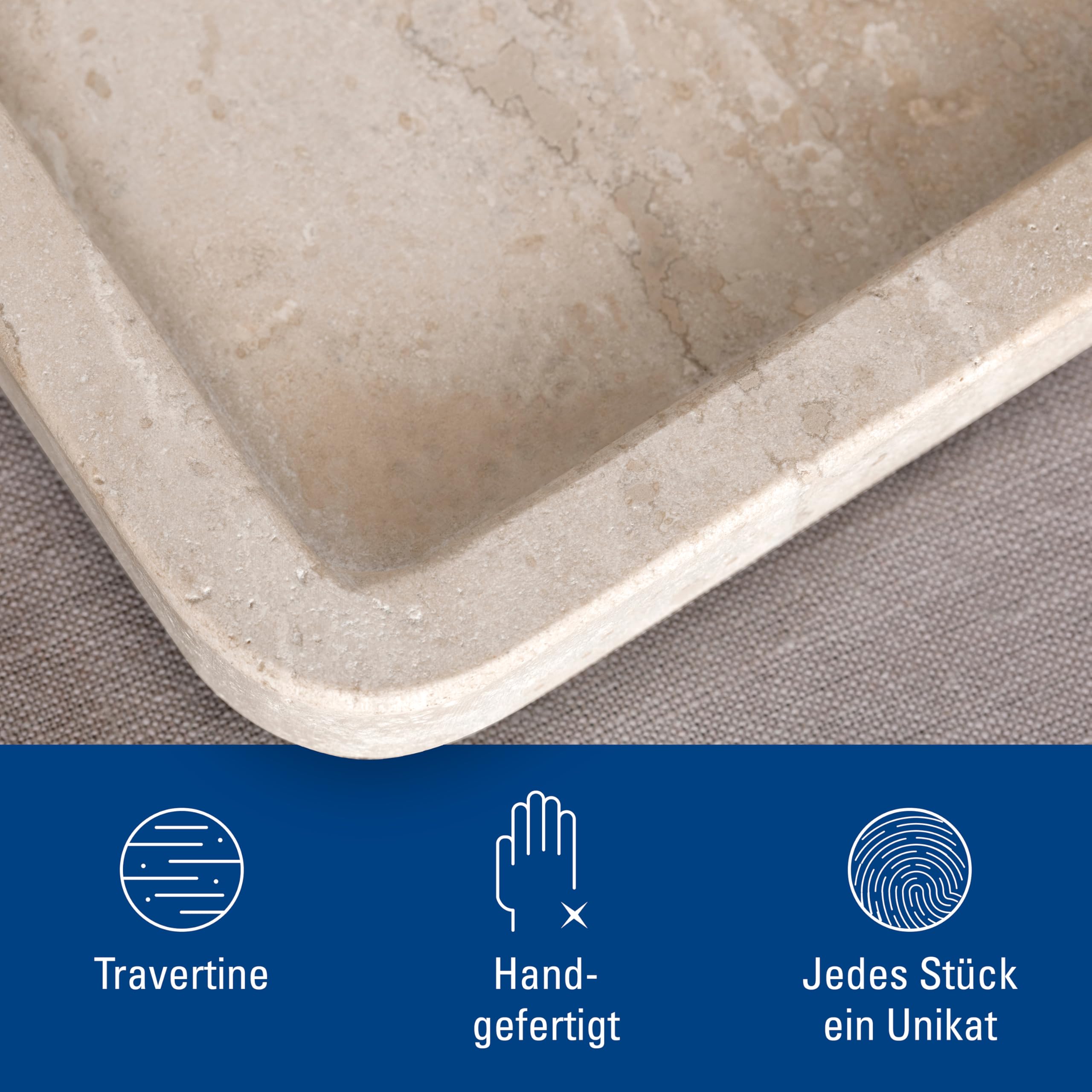 Villeroy & Boch - Assiette De Service En Travertin Naturel Sable - Assiette Pierre Faite Main Élégante - Vaisselle De Présentation Haut De Gamme