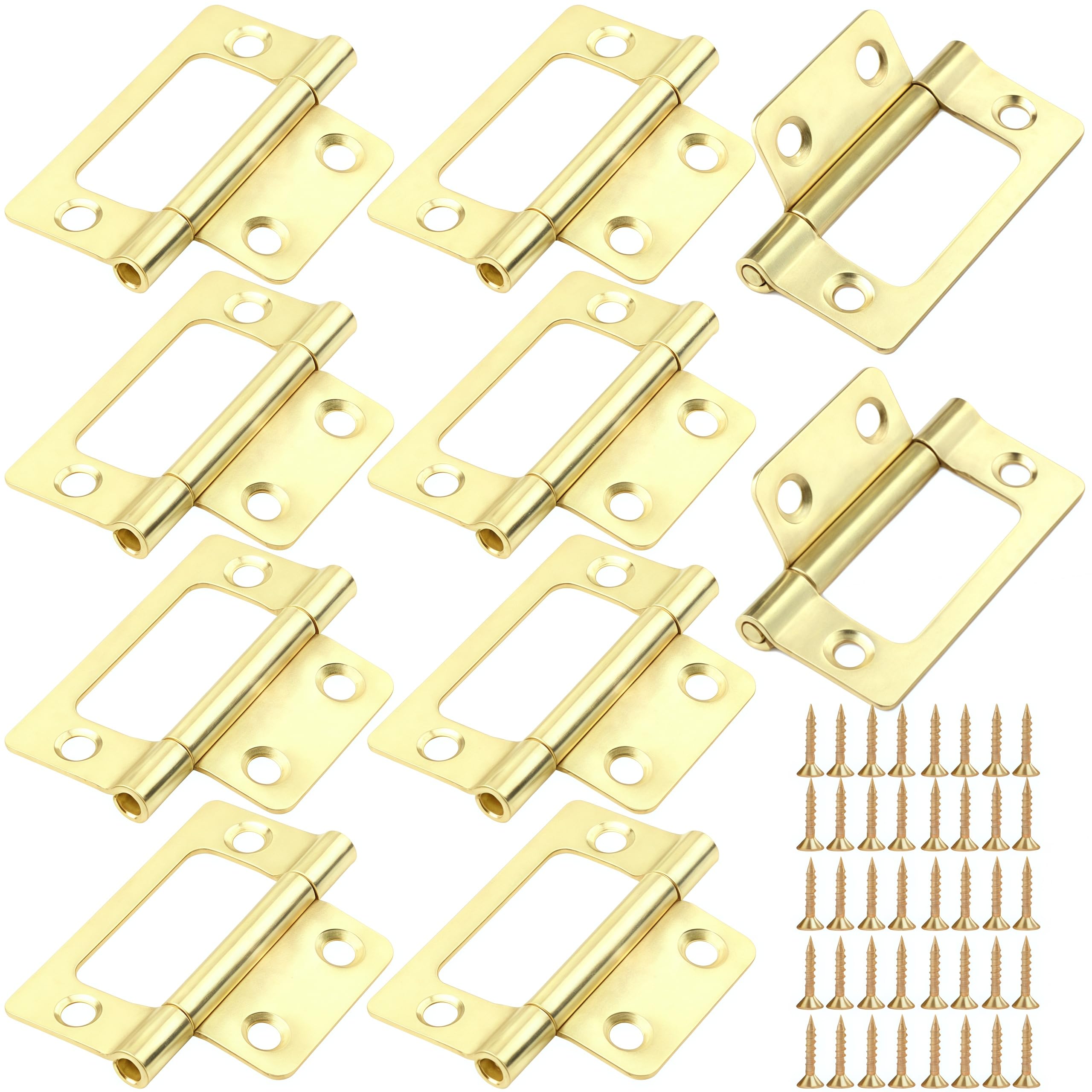 Vbnexyr Gold Door Hinges 10 Pack Of 2 Inch Iron Hinges No Slotting Required Suitable For Picture Frames And Wooden Boxes