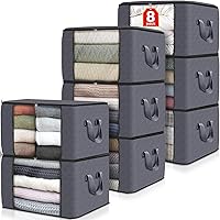 Vista 1 de Fab totes Paquete de 8 bolsas de almacenamiento plegables para mantas, contenedores de almacenamiento para organizar dormitorio, armario, ropa, Gris