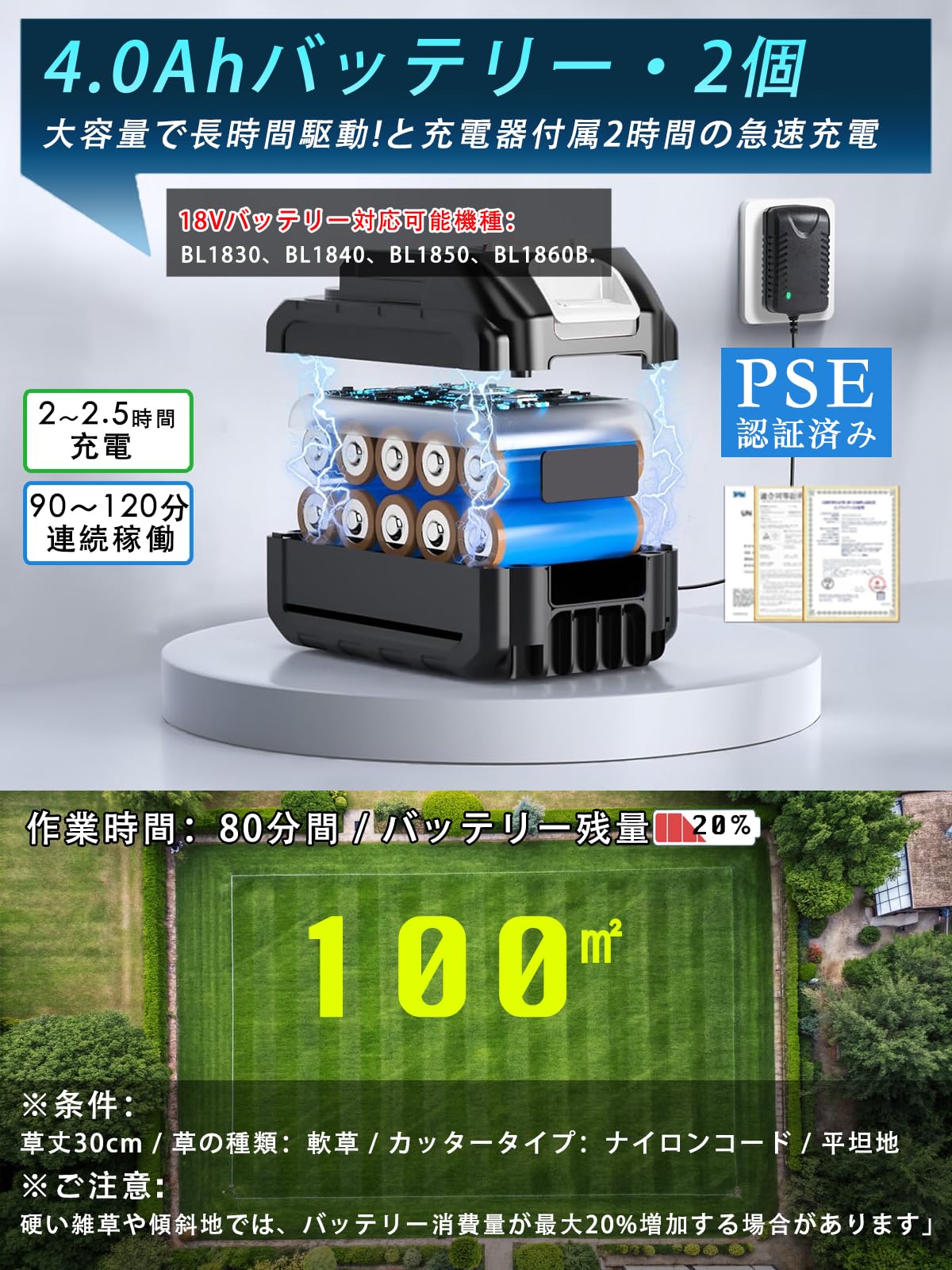 Amazon.co.jp: 草刈り機 充電式 刈払機 ブラシレスモーター 255mm刃幅