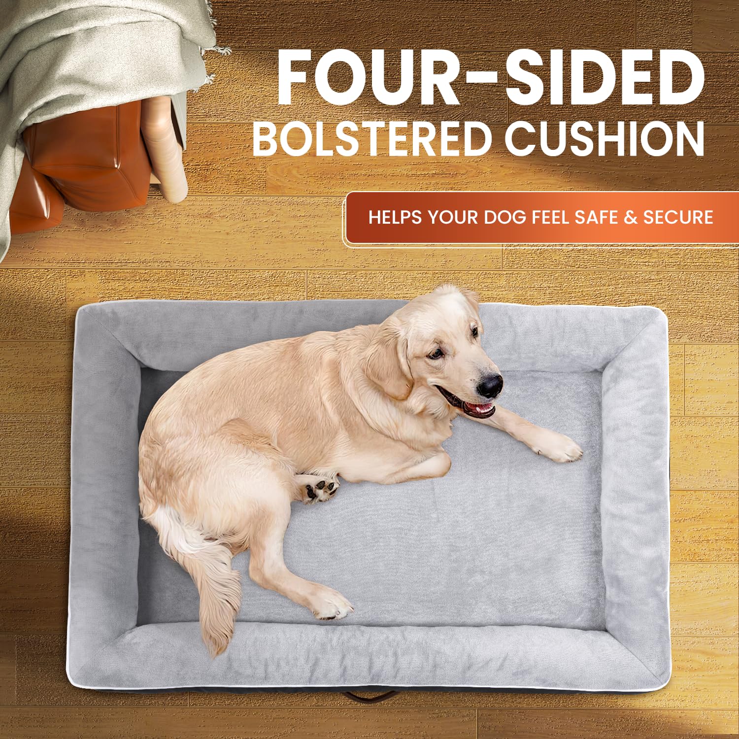 Upvilla Cama ortopédica para Perros, sofá Cama Impermeable para Perros (Gris, Grande)