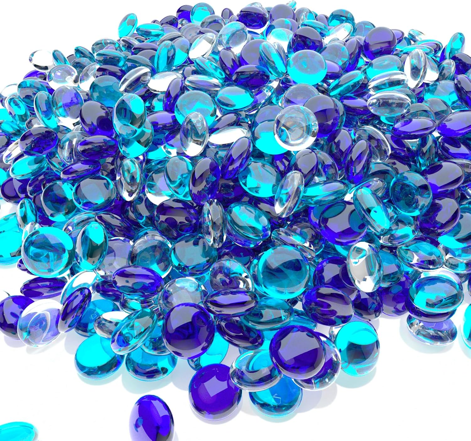 Uniflasy 20 Pounds Fire Pit Glass, 1/2 Inch Reflective Fire Glass Beads for Outdoor Firepit and Fireplace, High Luster Mixed Color