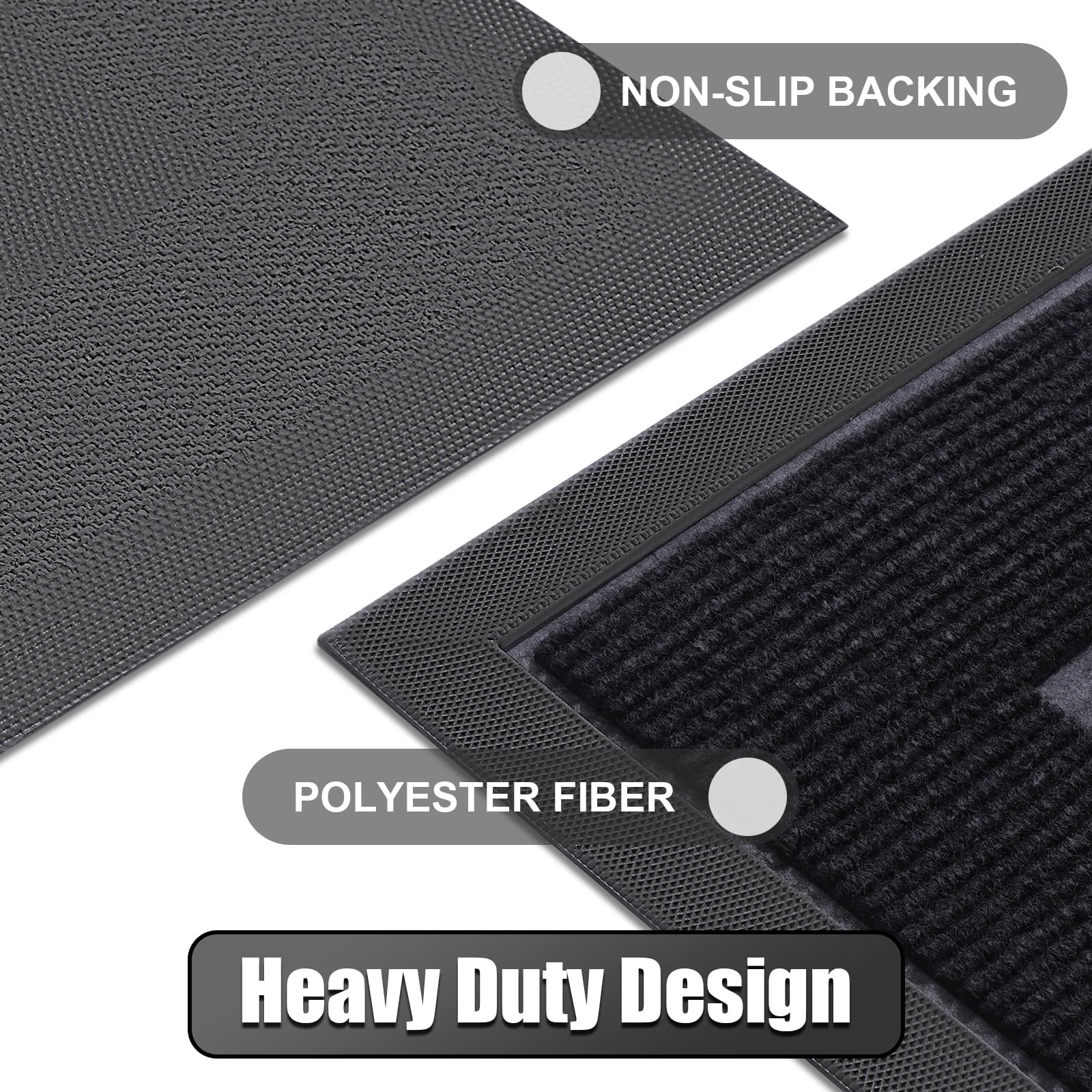 Homaxy Door Mat, Rubber Backed Non Slip Door Matts Indoor, Dirt Trapper Absorbent Mats, Washable Front Doormat Outdoor - Image 3
