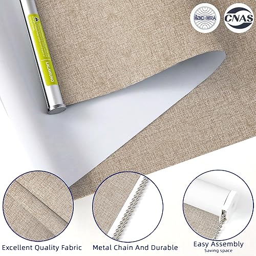 Miniatura 3 de LALAWUNO Persianas enrollables 100 % opacas, con aislamiento térmico, tela impermeable con protección UV, con cadena, para hogar y oficina (marrón,