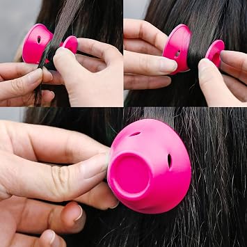 JANYUN 40Pcs Pink Hair Rollers,Silicone Heatless Curlers for Women Girl