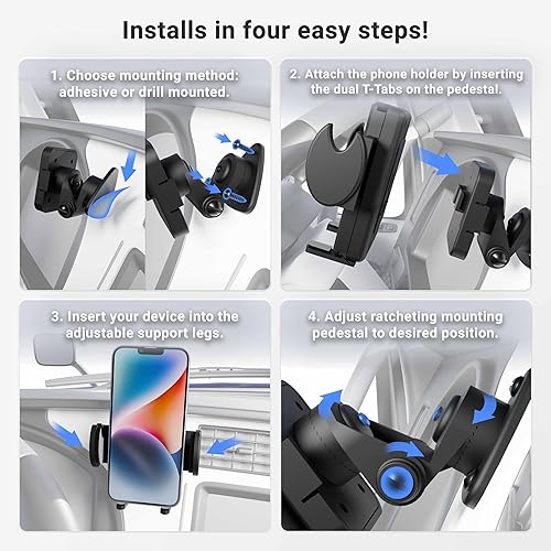 Miniatura 4 de ARKON Soporte adhesivo para teléfono de coche o camión para iPhone 12 11 Pro Max XS XR Galaxy Note 20 10 9 Retail Negro SM428