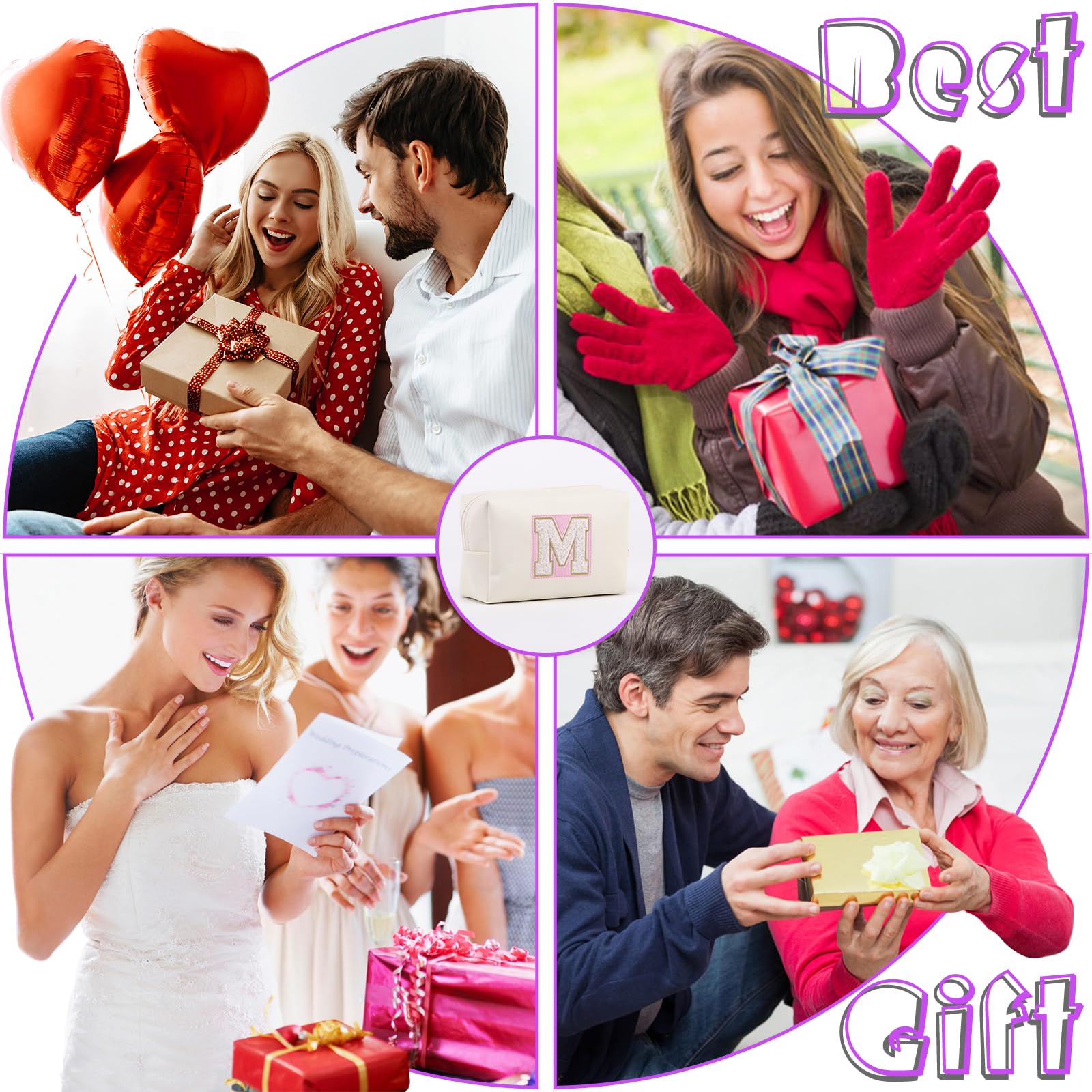 Bolsa de Maquillaje, Bolsa de Cosméticos Impermeable de Viaje, PU Cuero, Neceser de Baño, Bolsa De Aseo Y Almacenamiento para Mujer,Cosas Preppy para niñas Adolescentes (Letra A-Z) — view 6