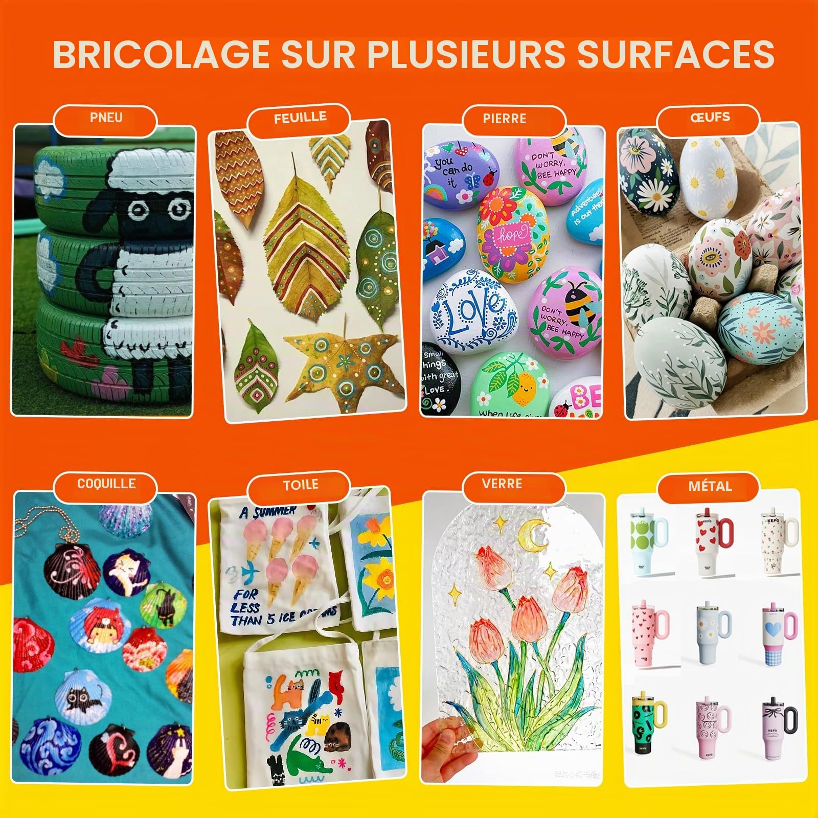 TrendGate 360 Couleurs Feutre Acrylique, Utilisation Multi-surface