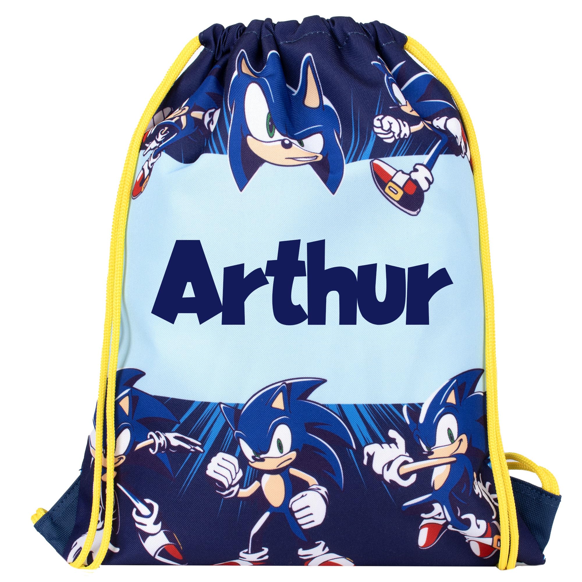 Sonic The Hedgehog Personalised Drawstring Bag for Kids PE Bag - Kids School Bag - Personalised Gift For Boys - Swimming Bag For Children Blue