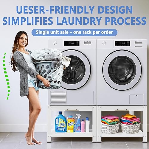 Miniatura 2 de Royxen Pedestales para lavadora y secadora, pedestal de metal resistente de 29 pulgadas, pedestal para lavadora y secadora, tornillos extra grandes