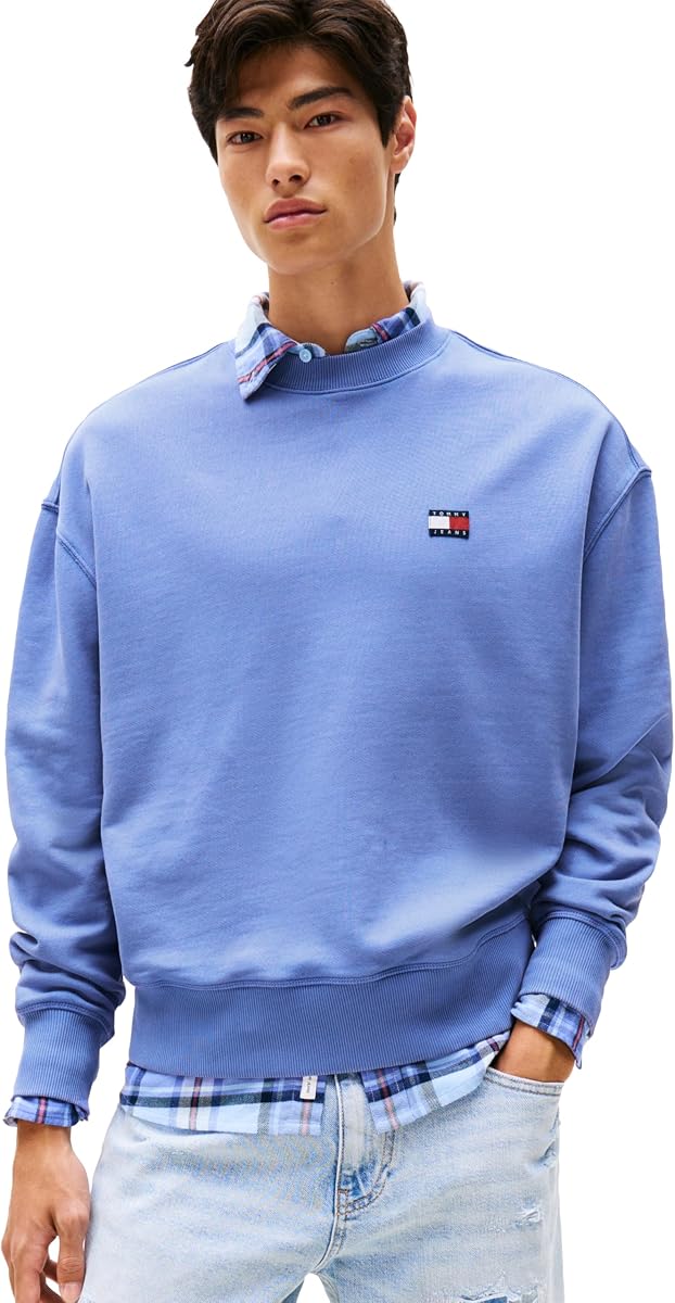 Tommy Jeans Men's Medium Weight Crewneck Sweatshirt With Embroidered Logo