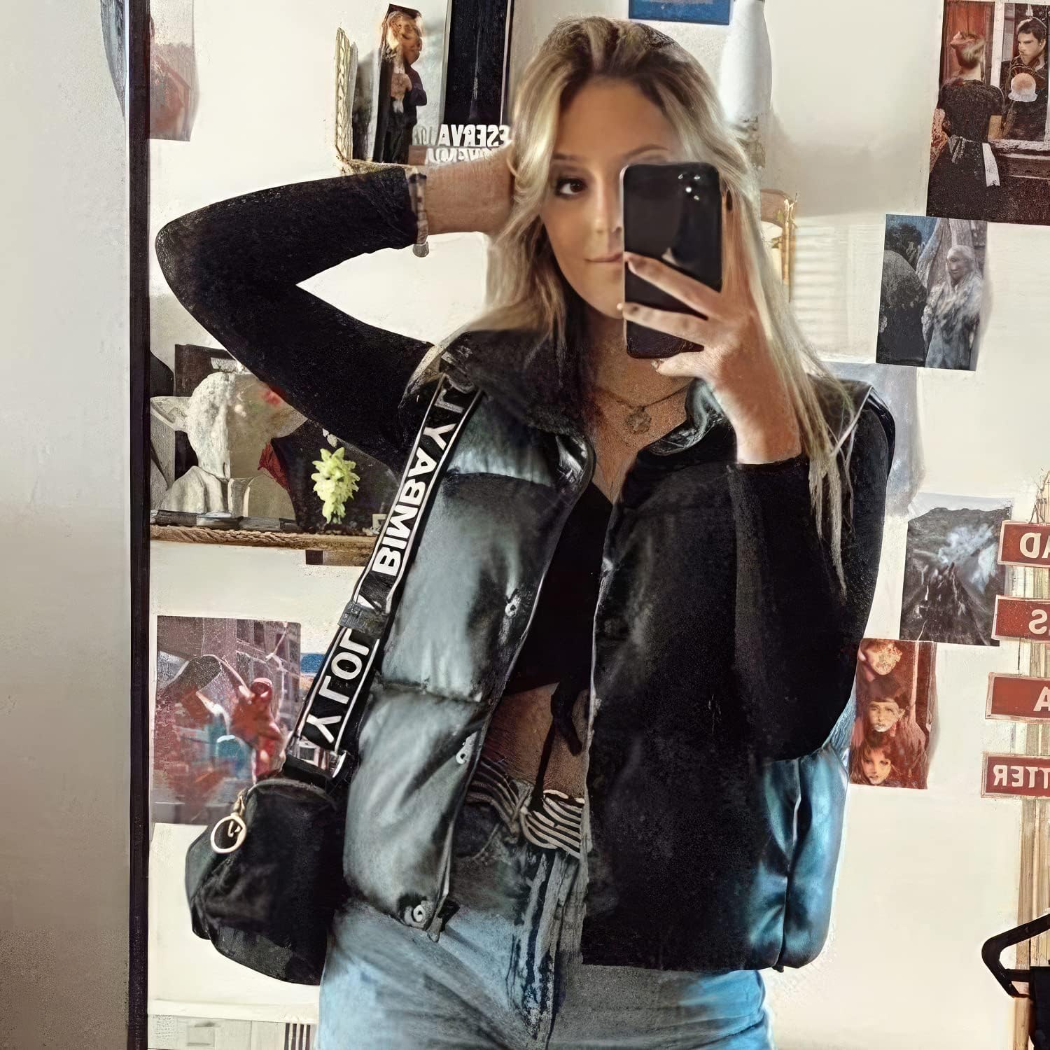 Women's Lambskin Leather Padded Puffer Jacket