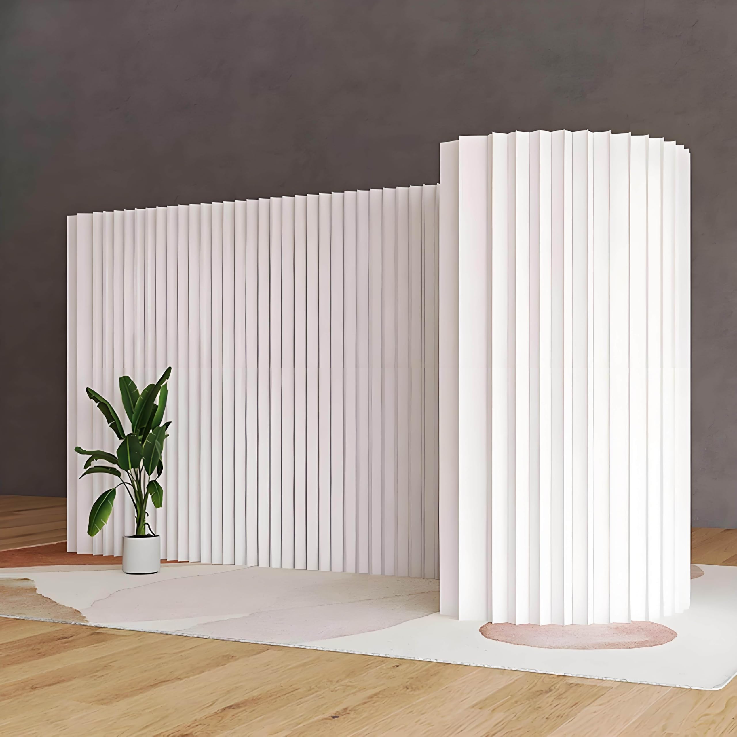 Biombo separador de ambientes,separador de pared para separar ambientes,separador independiente para interiores,para casa,oficina,estudio,exposición,papel kraft plegable.,White-5 * 2.4m/16.4 * 7.87FT