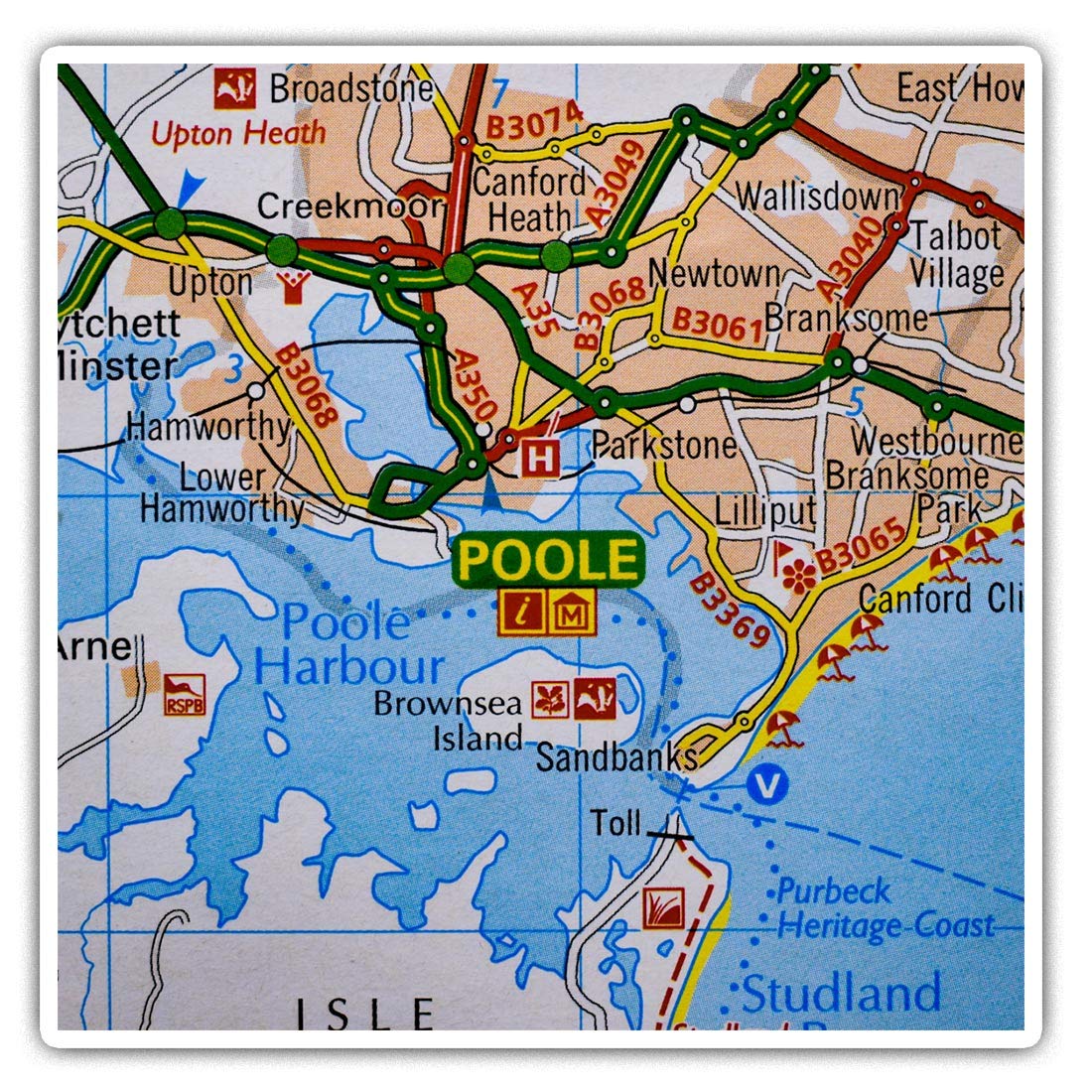 2 x 7.5cm Square Vinyl Stickers - Poole Coast Dorset England Travel Decals 46151