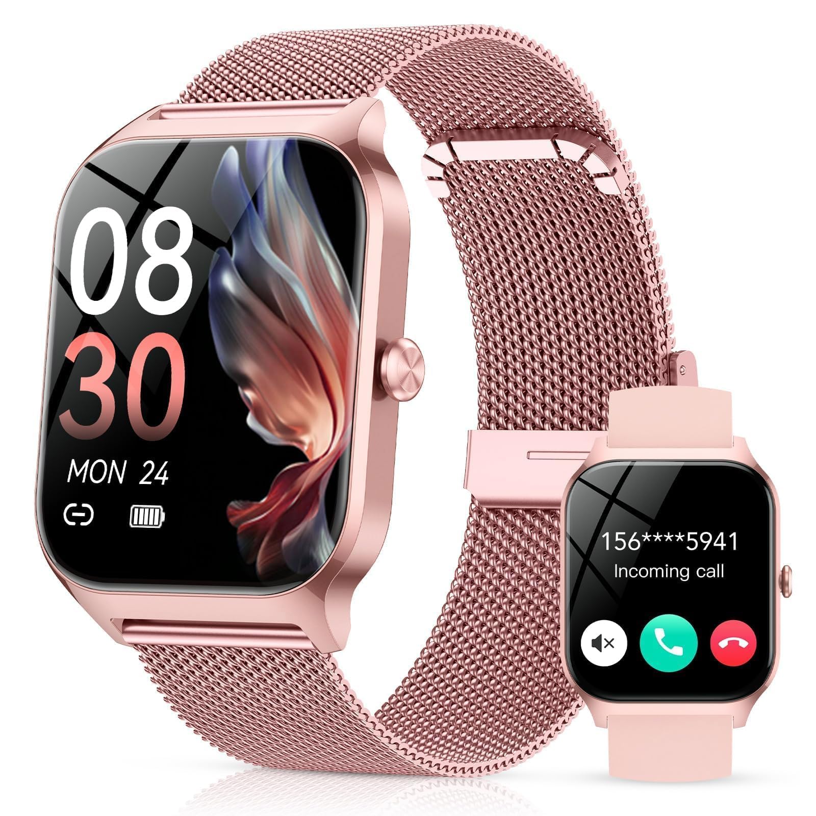 Cascho Smart Watches for Women, 1.85" HD Smartwatch with 120+ Sports Modes/Heart Rate/Sleep Monitor, Fitness Tracker with Bluetooth Calling/Voice Control for Android iOS, Rose Gold 4