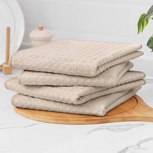 Miniatura 64 de Homaxy Trapos de cocina de microfibra con tejido de gofre, 12 x 12 pulgadas, ultra absorbentes y de color sólido, paños de cocina de secado rápido