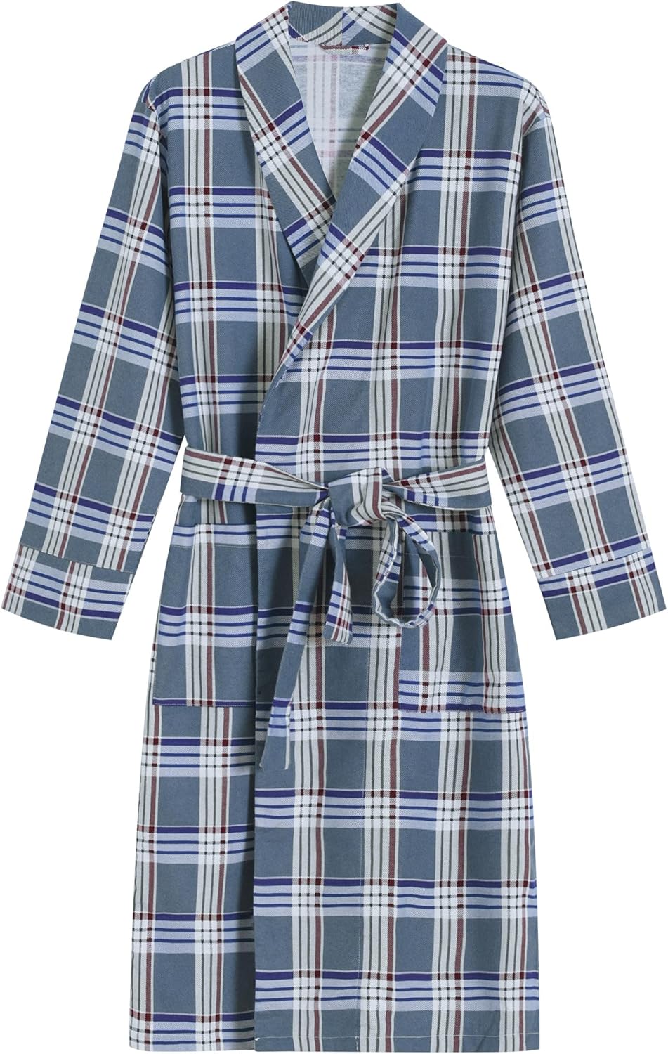 Latuza Men's Cotton Flannel Robe Soft Plaid Bathrobe
