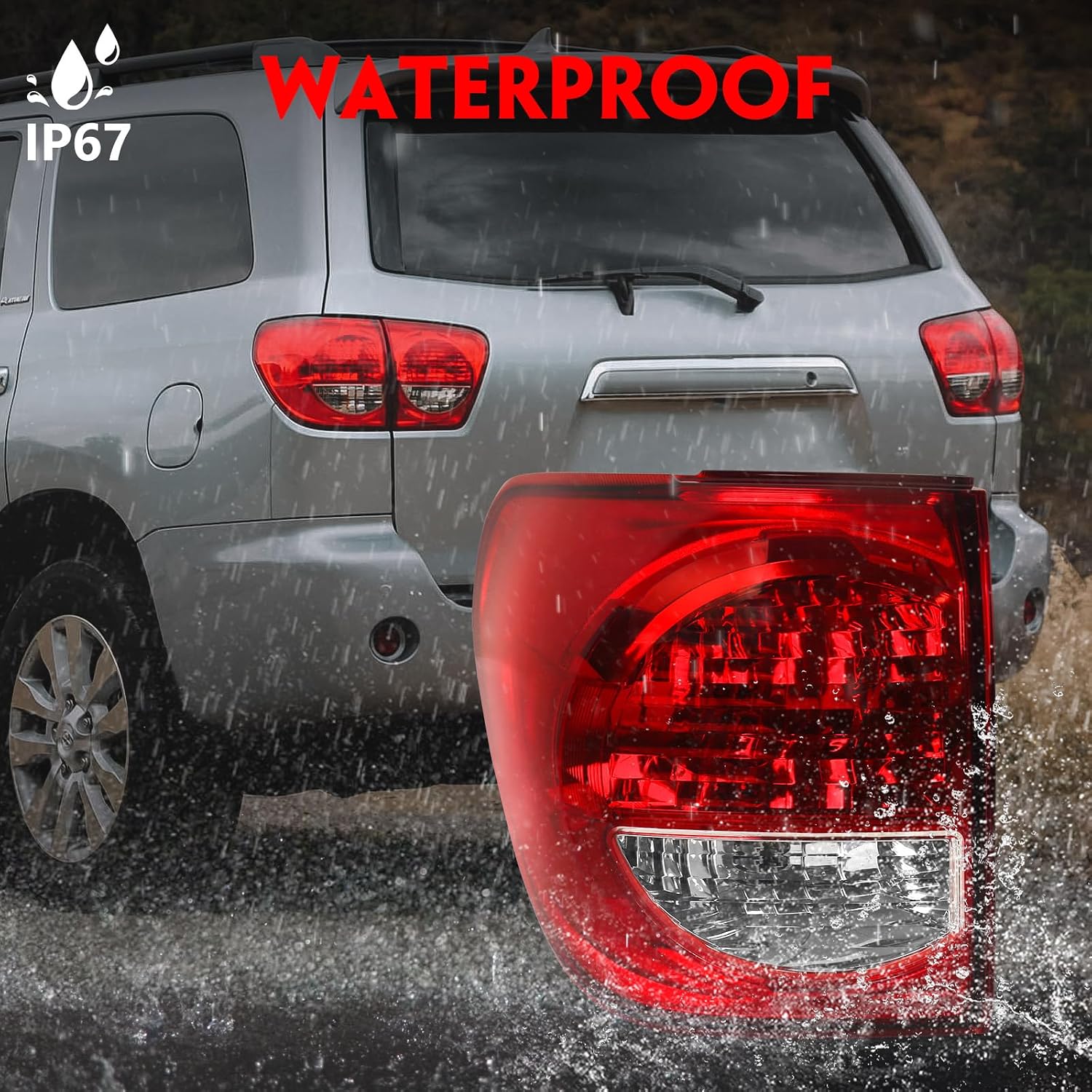 Huray Outer Tail Light for Toyota Sequoia 2008-2017 OE Rear Lamp Replacement (Outer Left (Driver Side))