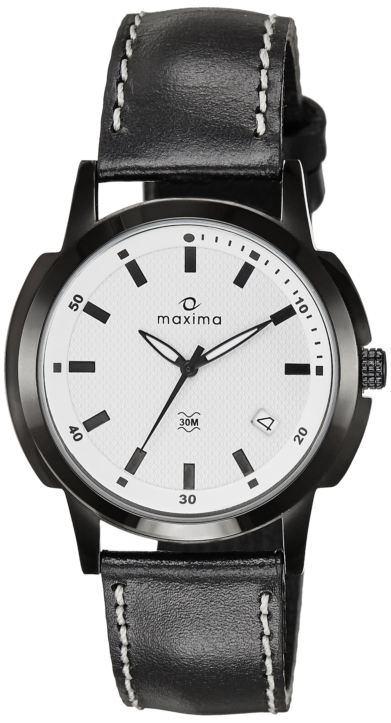 Maxima Leather Attivo Date White Dial Analog Watch for Men -22571Lmgb, Black Band (B008OVTT54) Amazon Price History, Amazon Price Tracker