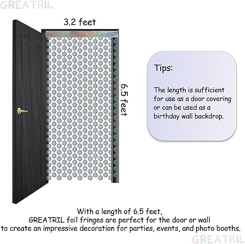 Miniatura 5 de GREATRIL - Fondo de fiesta con forma de bola de discoteca, cortina de flecos con superficie brillante para decoraciones de cumpleaños, fiestas