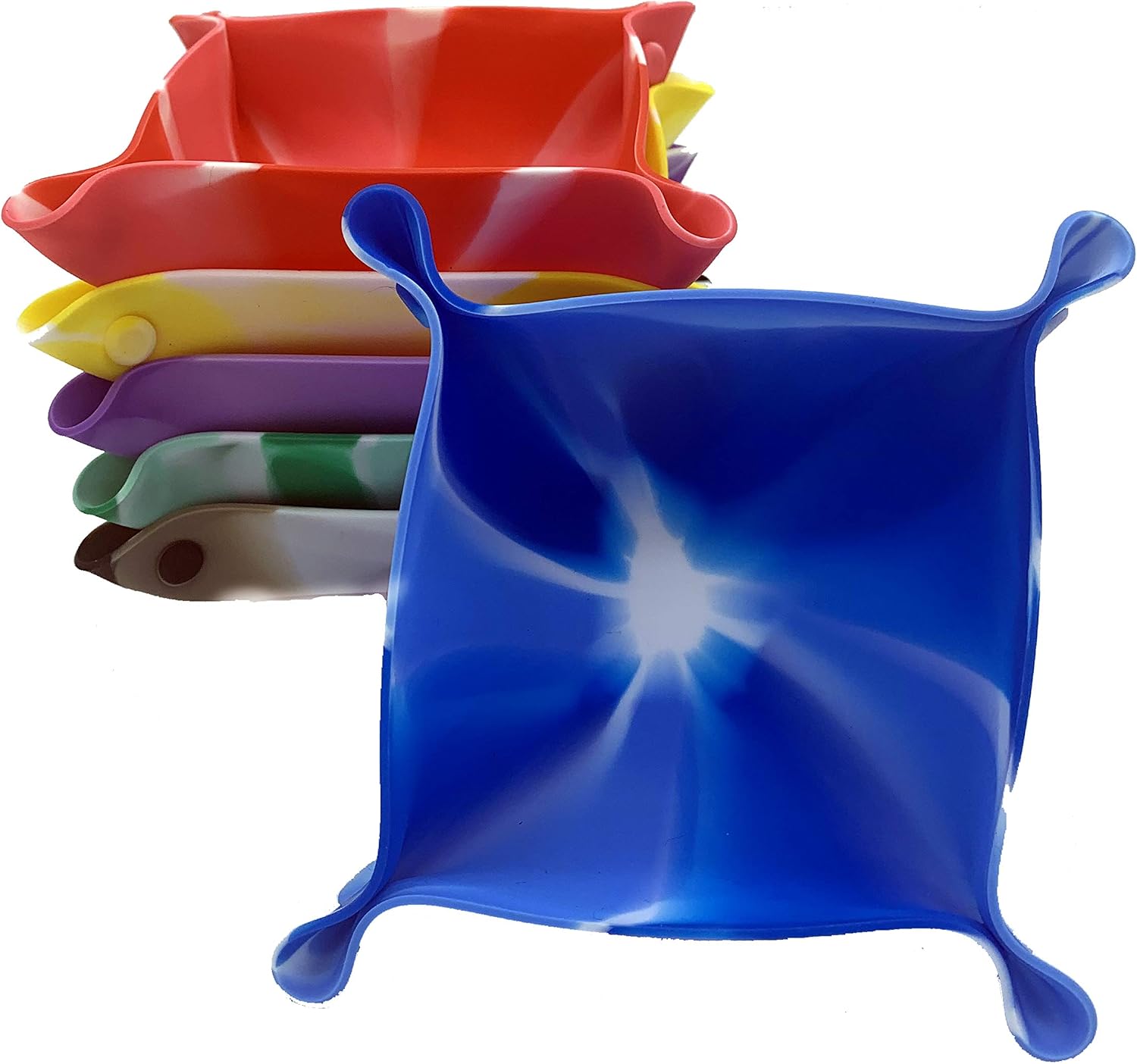 Luck Lab Board Game Storage Bowls, 6-Pack | Folding Tray Accessory Holds Tabletop Bits, Chits, Pieces | Swirl Colors | Bonus Storage Bag