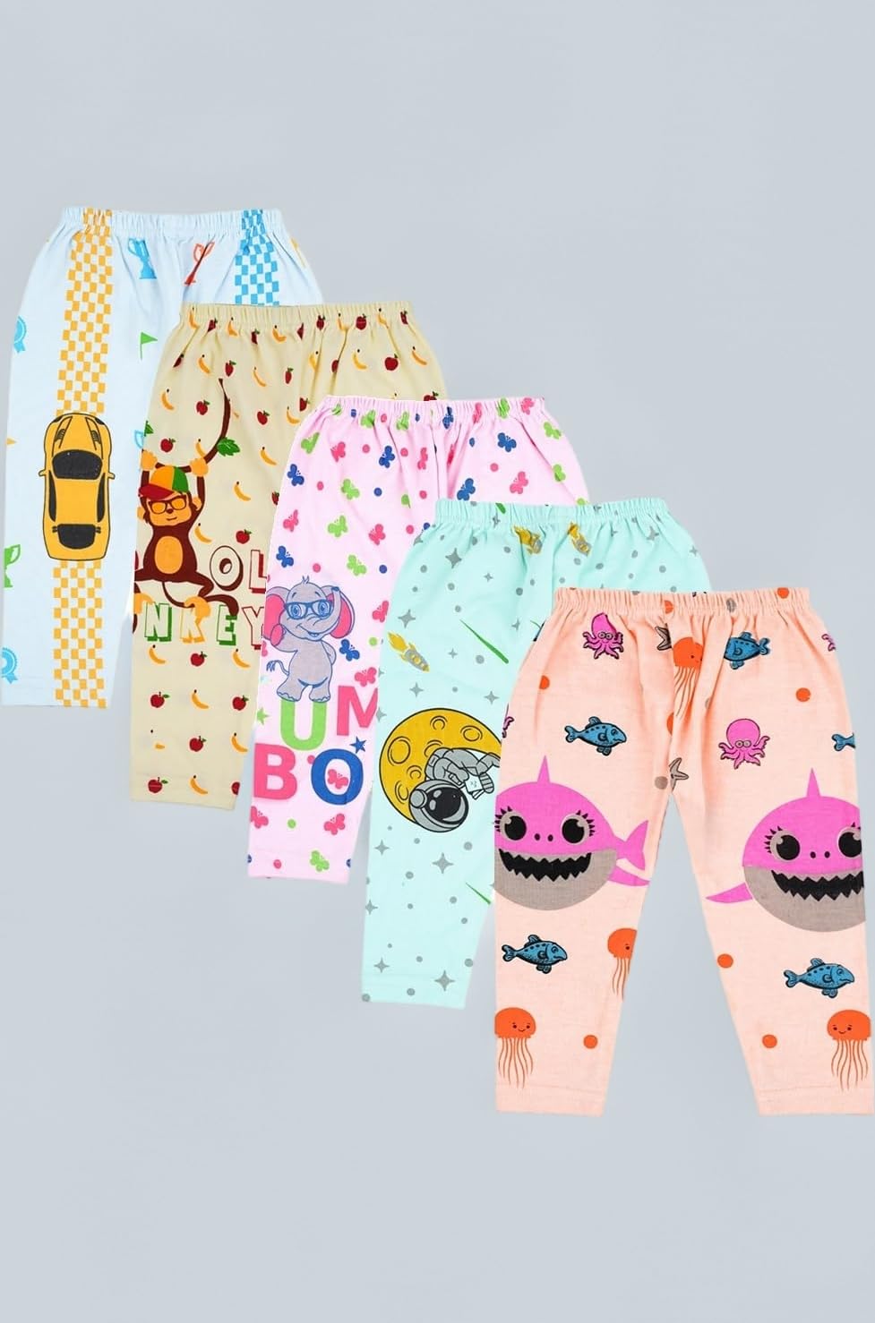 Baby Sleep Wear Bottom Pant |Cartoon Printed Cotton Pajami Lower Trackpant Pyjama Nightwear for Kids Set of 5 Pcs